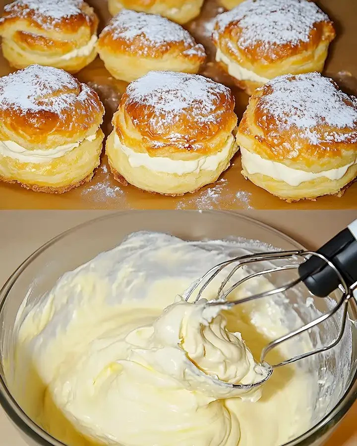 Leckere Teilchen im Blätterteig auf einem Teller präsentiert