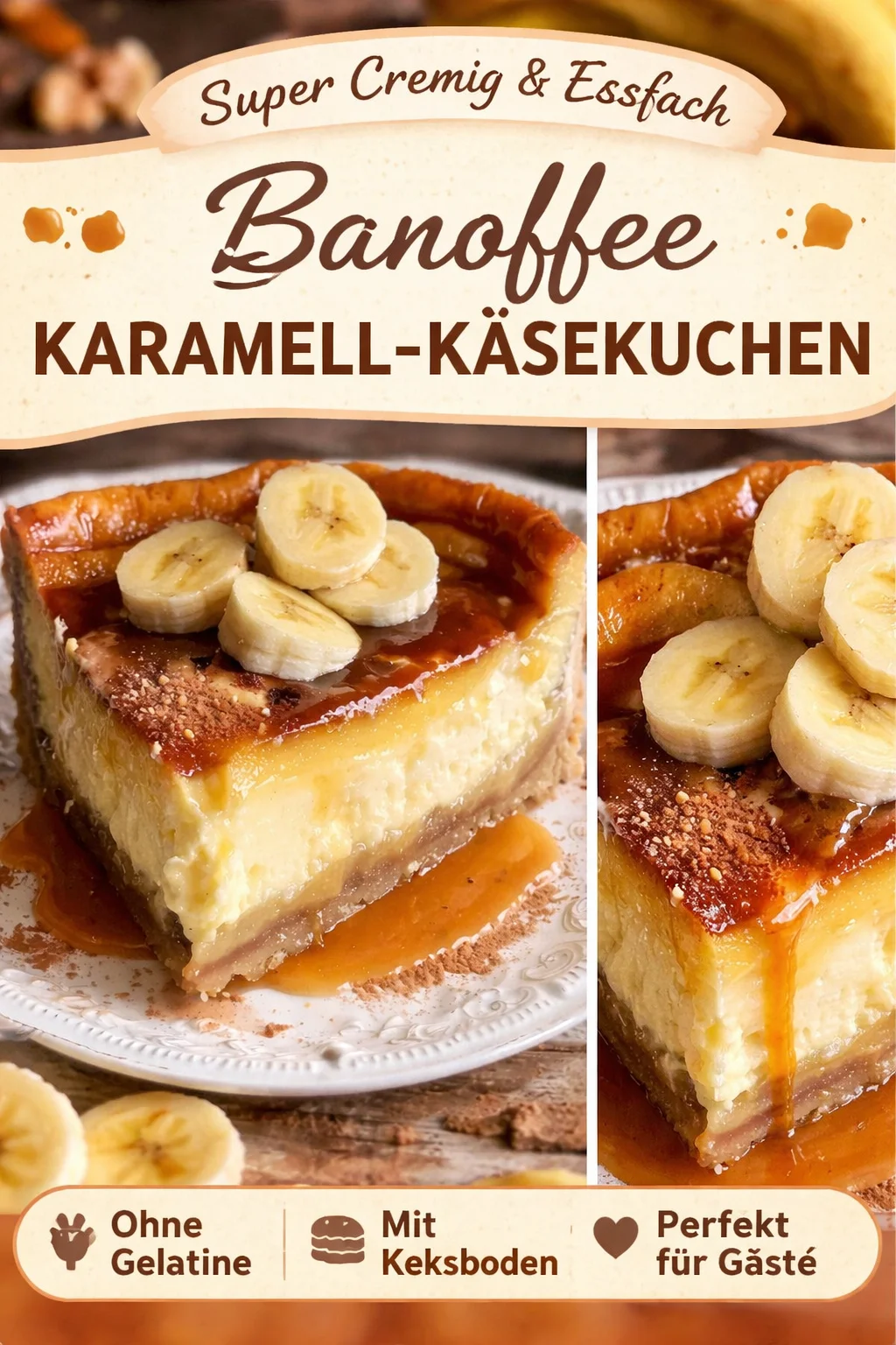 Unwiderstehlicher Crème brûlée Bananen-Käsekuchen für besondere Anlässe - Entdecke das ultimative Rezept für einen Crème brûlée Bananen-Käsekuchen, der einfach alle begeistert! Mit seiner cremigen Textur und der knusprigen Karamellhaube ist dieser Käsekuchen das perfekte Dessert für besondere Anlässe oder einfach zum Genießen. Lass dich von jedem Bissen verzaubern. Probiere es jetzt aus und teile deine Kreation mit uns! #Käsekuchen #Dessert #Backen