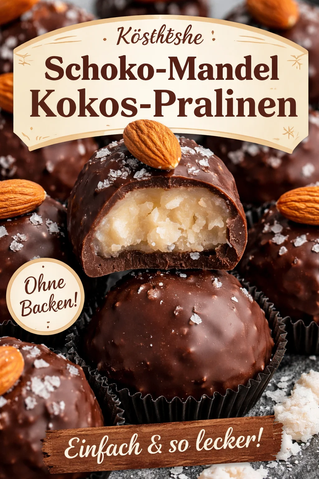 Verführerische Mandeln-Kokos-Dunkle Schokoladentrüffel für jeden Anlass - Entdecken Sie das verlockende Rezept für Mandeln-Kokos-Dunkle Schokoladentrüffel! Diese himmlischen Trüffel kombiniert dunkle Schokolade mit einer exotischen Kokosnote und knackigen Mandeln. Ideal für Partys, besondere Anlässe oder einfach nur zum Naschen. Überraschen Sie Ihre Gäste mit diesen köstlichen Leckereien! Probieren Sie es jetzt aus und lassen Sie sich begeistern! #Schokoladentrüffel #Süßspeisen #Rezeptideen