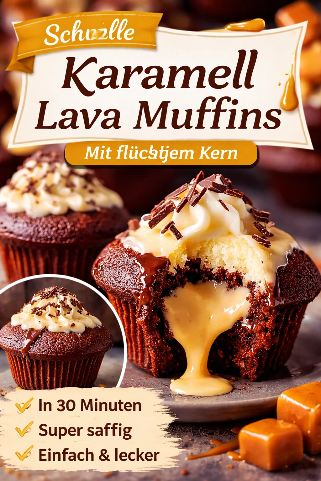 Verwöhnen Sie Ihre Gäste mit Schokoladen Lava Cupcakes und cremiger Füllung - Sind Sie bereit für ein unvergessliches Dessert? Diese Schokoladen Lava Cupcakes werden Ihre süßen Träume wahr werden lassen! Genießen Sie die Kombination aus zarter Schokolade und einer köstlich cremigen Füllung. Perfekt für festliche Anlässe oder einfach nur, um einen besonderen Moment zu genießen. Lassen Sie sich dieses Rezept nicht entgehen und zaubern Sie ein Lächeln auf die Gesichter Ihrer Liebsten! #LavaCupcakes #Schokoladenliebe #DessertRezepte
