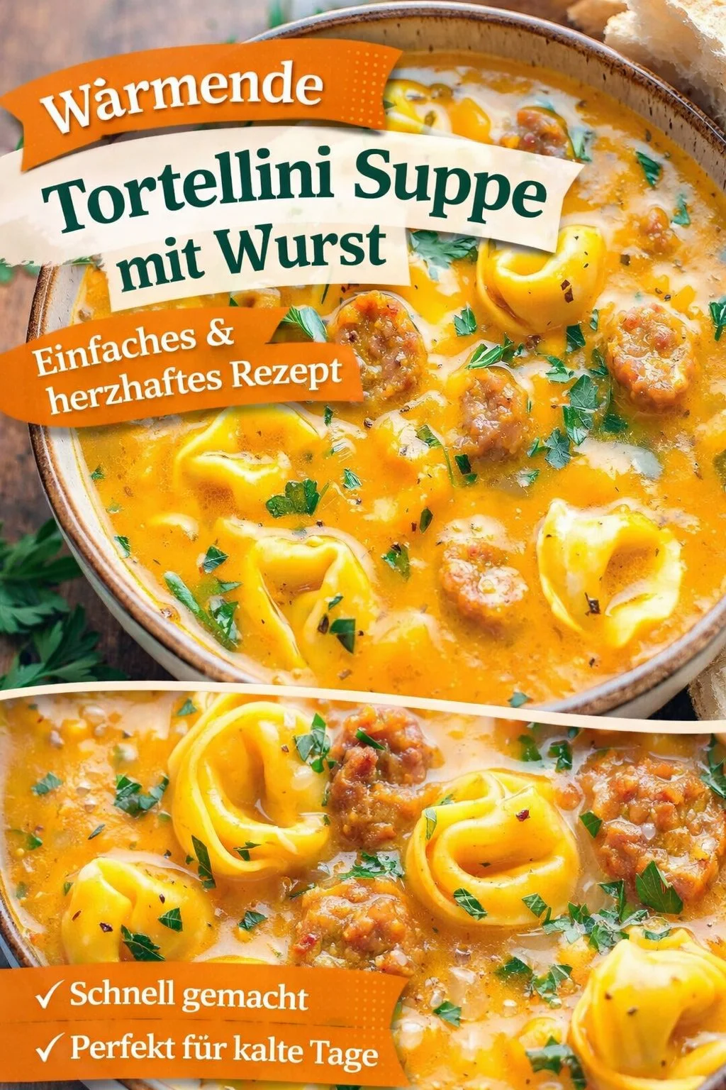 Wärmende Kürbis Tortellini Suppe mit Wurst – Einfach & Köstlich! - Suchst du nach einer herzhaften und cremigen Suppe, die im Handumdrehen zubereitet ist? Diese Kürbis Tortellini Suppe mit Wurst wird dich begeistern! Perfekt für kalte Tage, sie vereint die Süße von Kürbis mit würziger Wurst und zarten Tortellini. Hol dir das Rezept und zaubere eine wärmende Mahlzeit für dich und deine Familie! Klicke jetzt und probiere es aus! #KürbisSuppe #Tortellini #Wurstrezepte