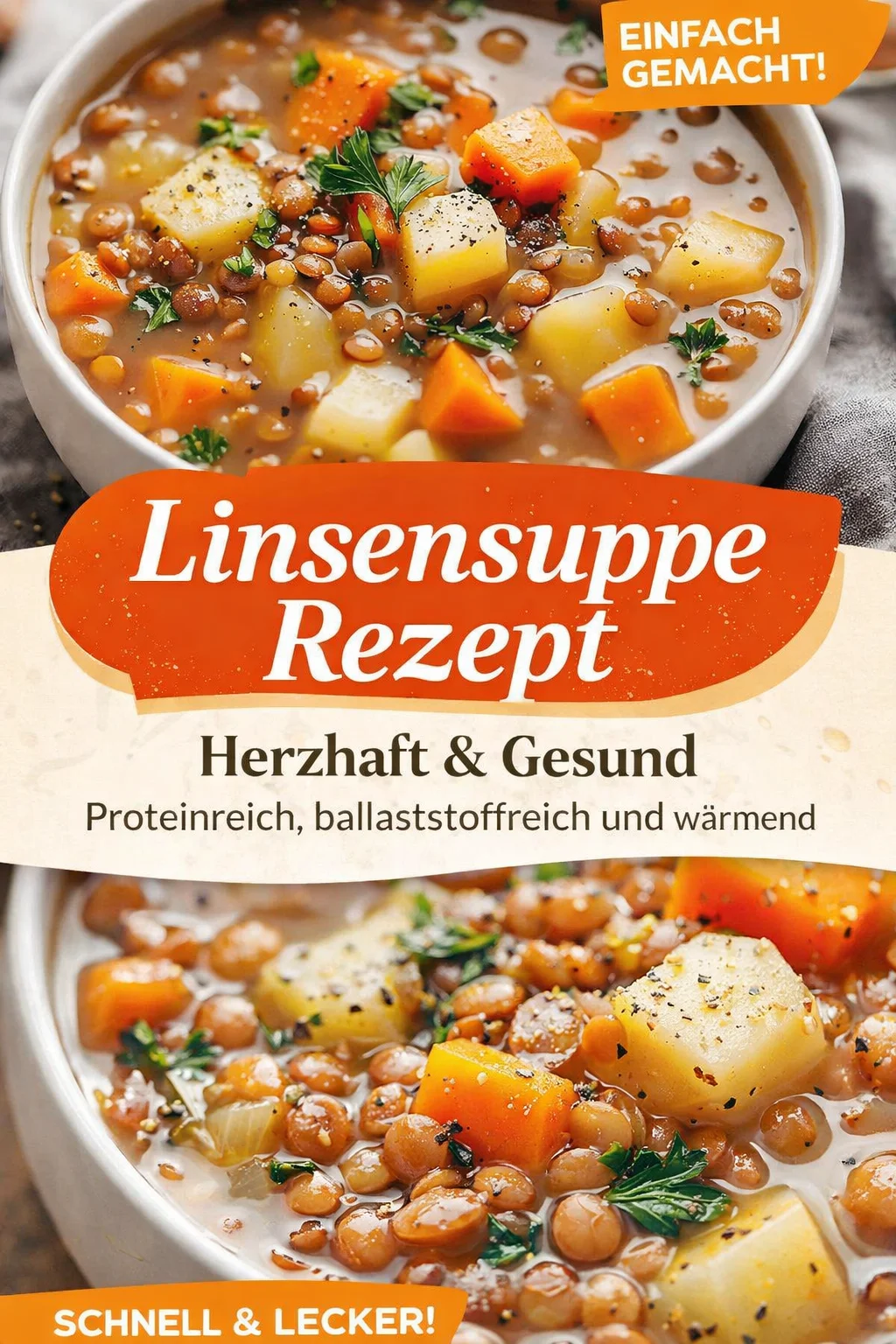 Wärmende Linsen Kartoffel Suppe - Einfach & Vegan für kalte Tage - Entdecke, wie einfach und lecker eine herzhafte Linsen Kartoffel Suppe zubereitet werden kann! Diese vegane Mahlzeit liefert wertvolle Nährstoffe und ist ideal für Meal Prep oder kalte Tage. Lass dich von den Aromen verzaubern und bringe mehr Wärme in deinen Alltag. Probiere das Rezept jetzt aus und genieße eine nahrhafte Portion Gesundheit! #veganeRezepte #Linsensuppe #gesundessen