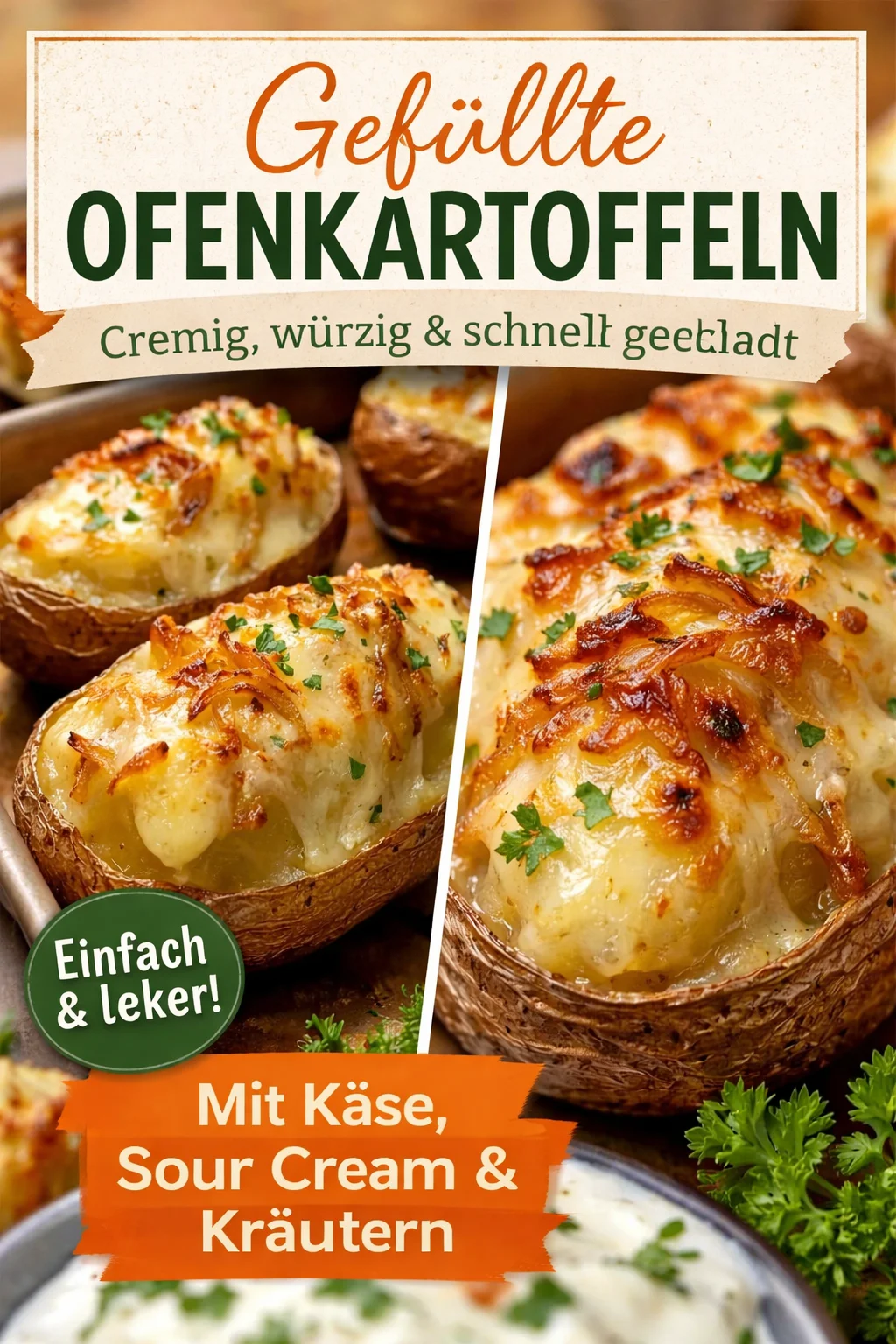 Zwiebelgefüllte Kartoffeln: Der Käsegenuss aus der deutschen Küche - Entdecken Sie unser Rezept für Zwiebelgefüllte Kartoffeln – eine köstliche Verbindung aus geschmolzenem Käse und aromatischen Zwiebeln, die Ihr Herz erobern wird. Perfekt für ein herzhaftes Abendessen! Lassen Sie sich von den Aromen einer klassischen deutschen Zwiebel-Suppe begeistern. Jetzt ausprobieren und Ihre Liebsten beeindrucken! Schauen Sie auch in unsere weiteren leckeren Rezepte! #Kartoffelgerichte #Käsegenuss #DeutscheKüche