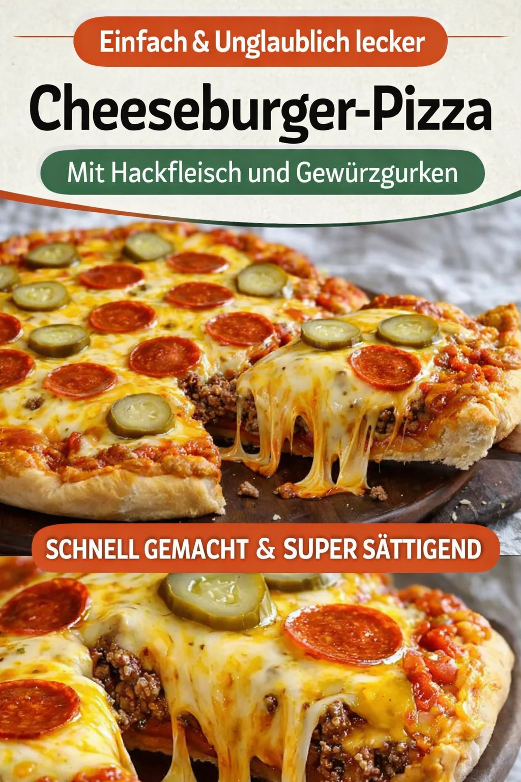 Entdecke den unwiderstehlichen Pizza Burger Kuchen – der perfekte Genuss! - Bist du bereit für einen Geschmack, der beide Lieblingsgerichte vereint? Der Pizza Burger Kuchen kombiniert saftiges Rinderhackfleisch, geschmolzenen Mozzarella und würzige Pepperoni in einer köstlichen Pizzateig-Hülle. Optimal für ein schnelles Abendessen oder als Party-Highlight! Probiere dieses Rezept und versetze deine Gäste in Staunen! #PizzaBurgerKuchen #Kochinspiration #LeckereRezepte