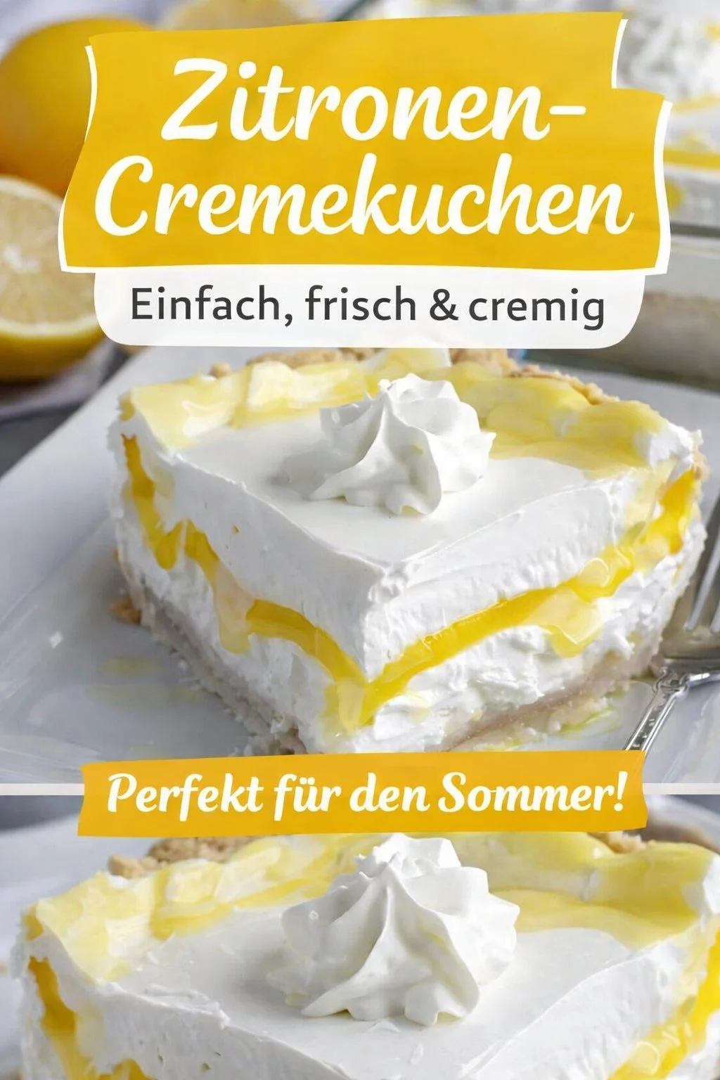 Erfrischendes Zitronen Dessert für heiße Sommertage – einfach zubereiten! Erfrischendes Zitronen Dessert für heiße Sommertage – einfach zubereiten! - Schenke dir und deinen Gästen mit diesem mehrschichtigen Zitronen Dessert an warmen Sommertagen eine erfrischende Auszeit! Mit einer feinen Kruste, cremiger Frischkäsefüllung und leichtem Zitronenpudding ist dieses Dessert der perfekte Genuss ohne zu beschweren. Probiere es aus und erfreue dich am fruchtigen Geschmack! Hol dir das vollständige Rezept und lass dich inspirieren. #ZitronenDessert #Sommerspaß #Rezeptideen