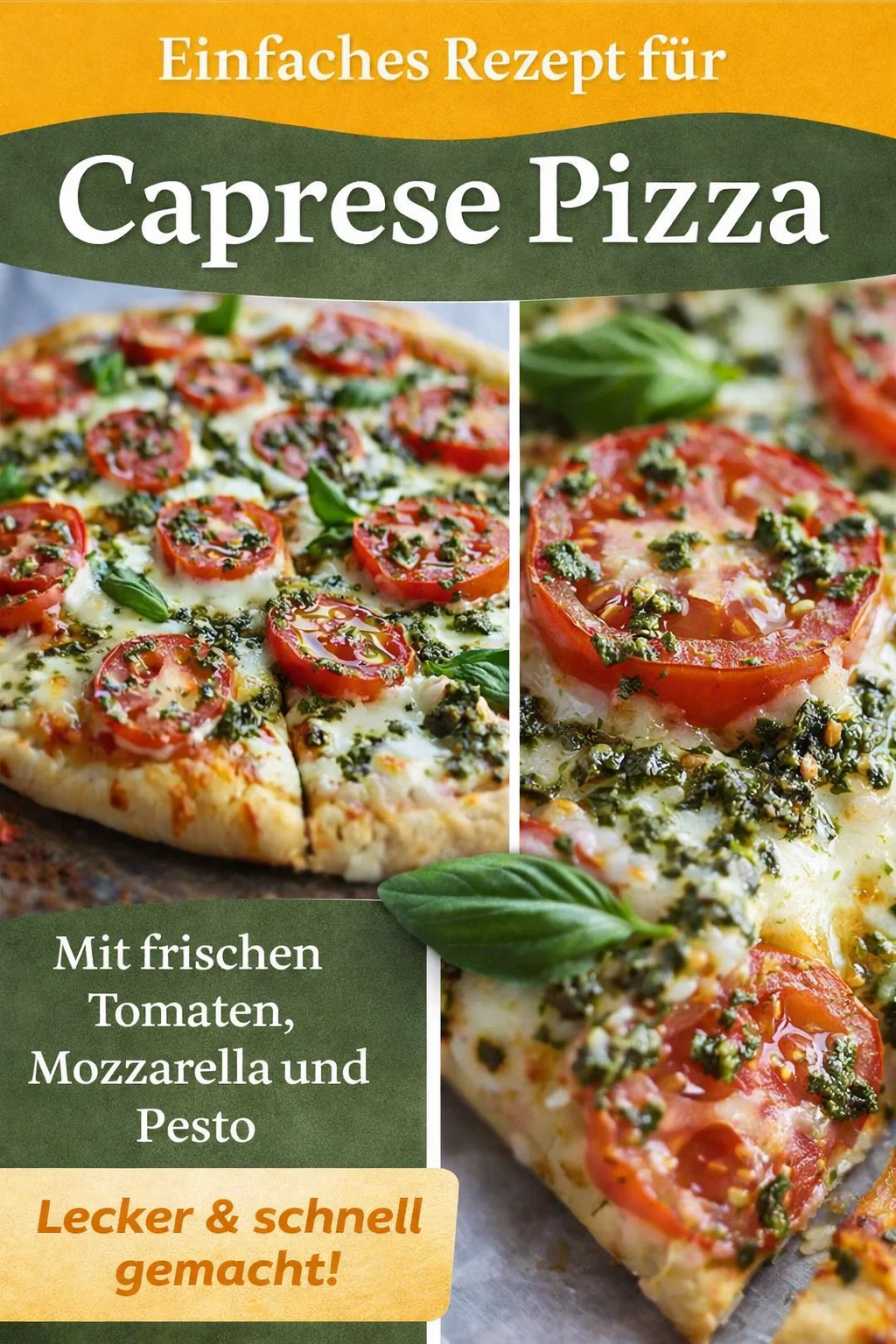 Genieße den Sommer mit dieser einfachen und leckeren Caprese Pizza! - Hast du Lust auf italienisches Flair in deiner Küche? Diese Caprese Pizza ist nicht nur ein absoluter Gaumenschmaus, sondern auch schnell zubereitet! Frischer Mozzarella, saftige Kirschtomaten und aromatisches Pesto verleihen deiner Pizza eine besondere Note. Lass dir diese köstliche Kreation nicht entgehen! Probiere das Rezept jetzt aus und erlebe den Genuss! #CapresePizza #Pizzarezept #SchnelleRezepte