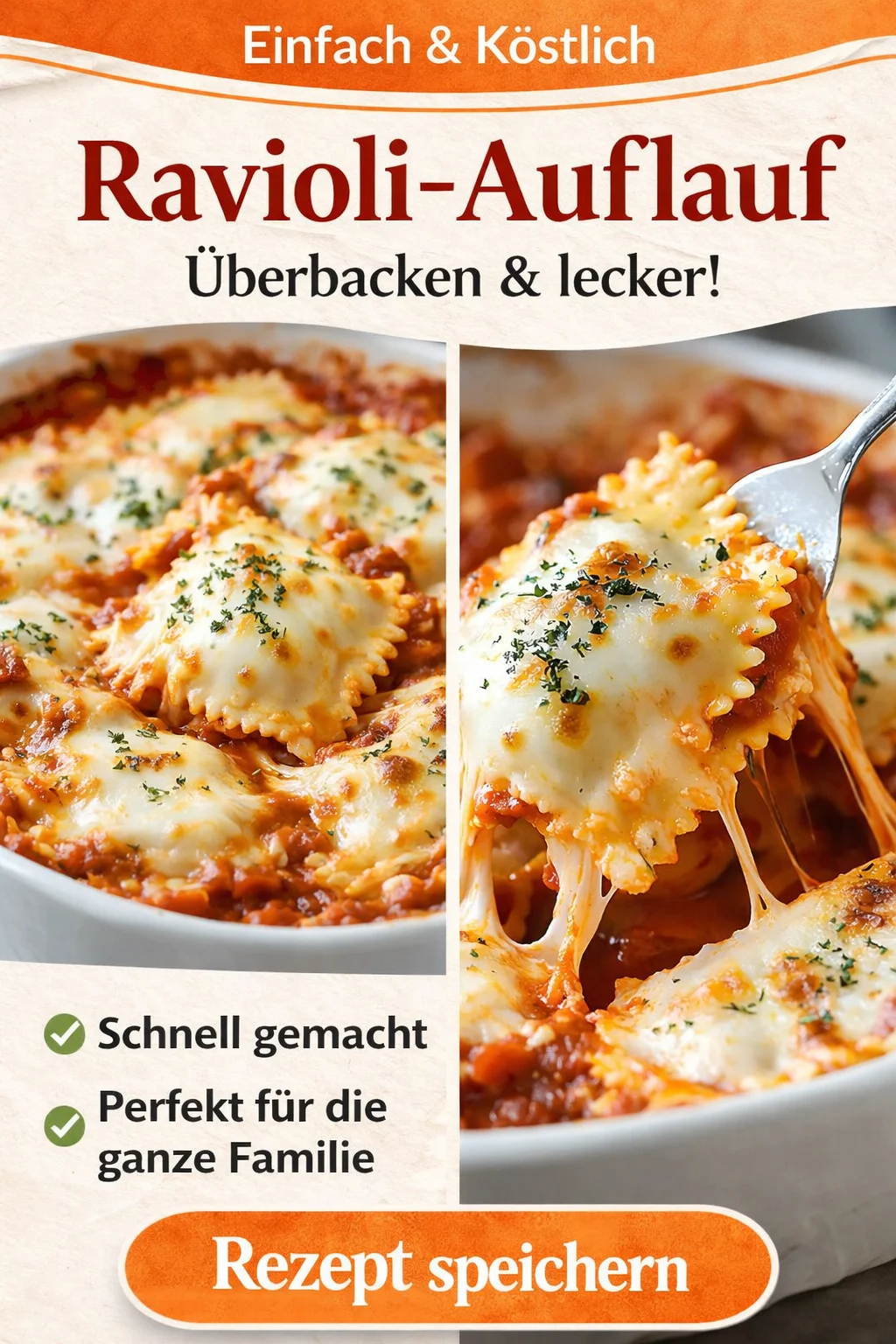 Himmlischer Ravioli Auflauf für die ganze Familie - einfach und lecker! - Entdecke das Geheimnis eines köstlichen Ravioli Auflaufs, der deine Familie begeistern wird! Mit nur wenigen Zutaten kombinierst du herzhafte Käseravioli mit saftigem Rinderhackfleisch und cremigem Käse. Perfekt für ein schnelles Abendessen! Probiere es aus und genieße die leckeren Resultate! #RavioliAuflauf #Familienessen #Rezeptideen