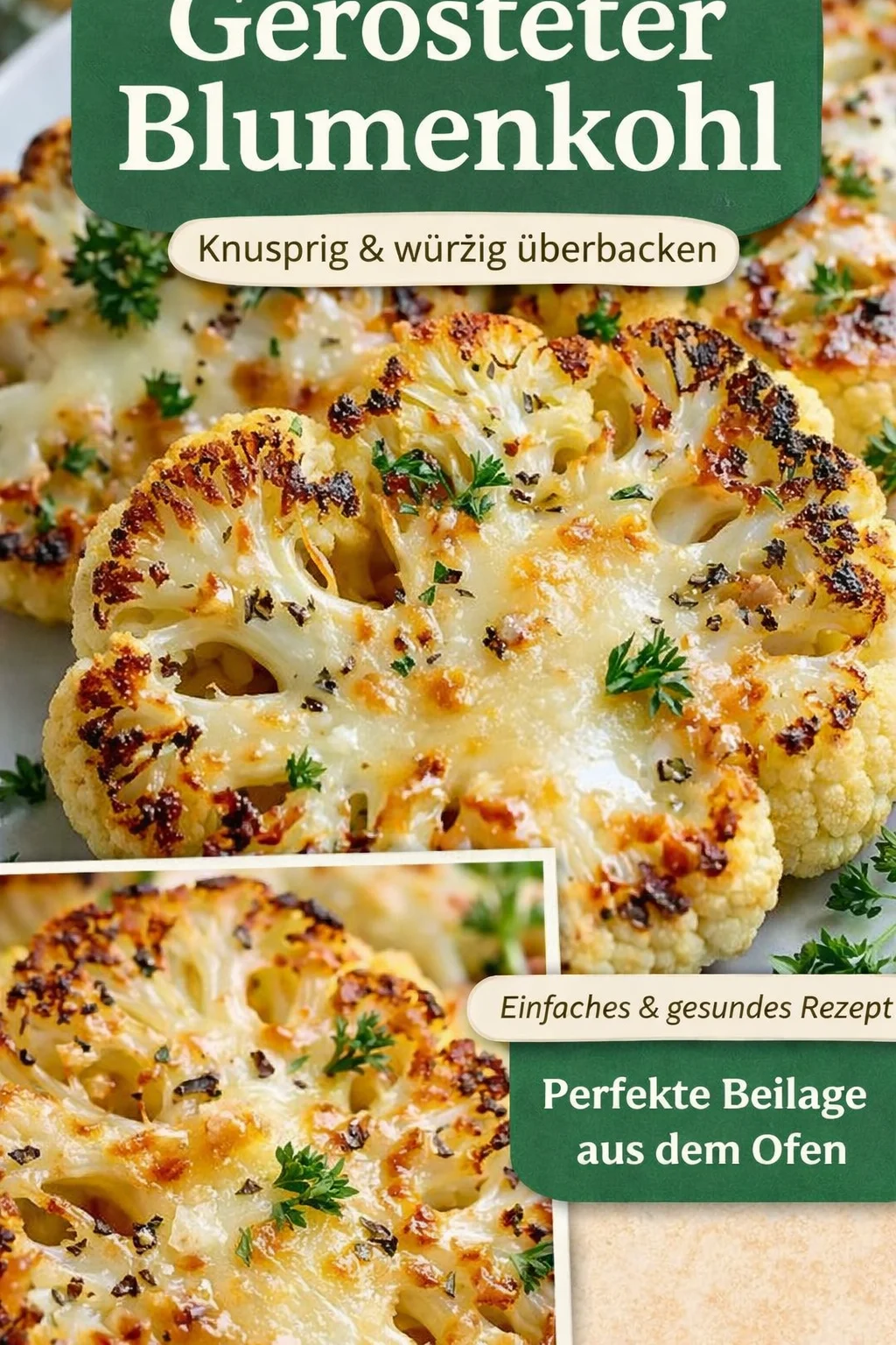 Käse Blumenkohl Steaks: Gesund und köstlich genießen - Entdecke die köstlichen Käse Blumenkohl Steaks, die gesund sind und schnell zubereitet werden können. Diese Steaks sind eine perfekte vegetarische Option, die mit aromatischem Käse überbacken wird. Ideal für ein besonderes Abendessen oder als Snack. Probiere sie aus und genieße den Unterschied! Klicke hier für das Rezept und lasse dich inspirieren. #BlumenkohlSteaks #VegetarischGenießen #GesundeRezeptideen