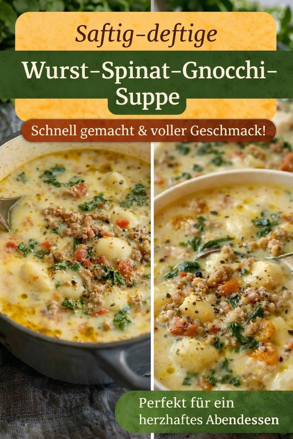 Köstliche Zuppa Toscana für kalte Abende – Einfach und schnell zubereitet - Entdecke, wie du in kürzester Zeit eine authentische Zuppa Toscana zauberst. Diese herzhafte italienische Suppe vereint Speck, Wurst, frischen Grünkohl und cremige Sahne – perfekt für kühle Abende. Probiere es aus und lasse dich von ihrem unwiderstehlichen Geschmack verzaubern! Jetzt das Rezept entdecken und wärmere Abende genießen! #ZuppaToscana #Suppenliebe #EingekochtesGlück