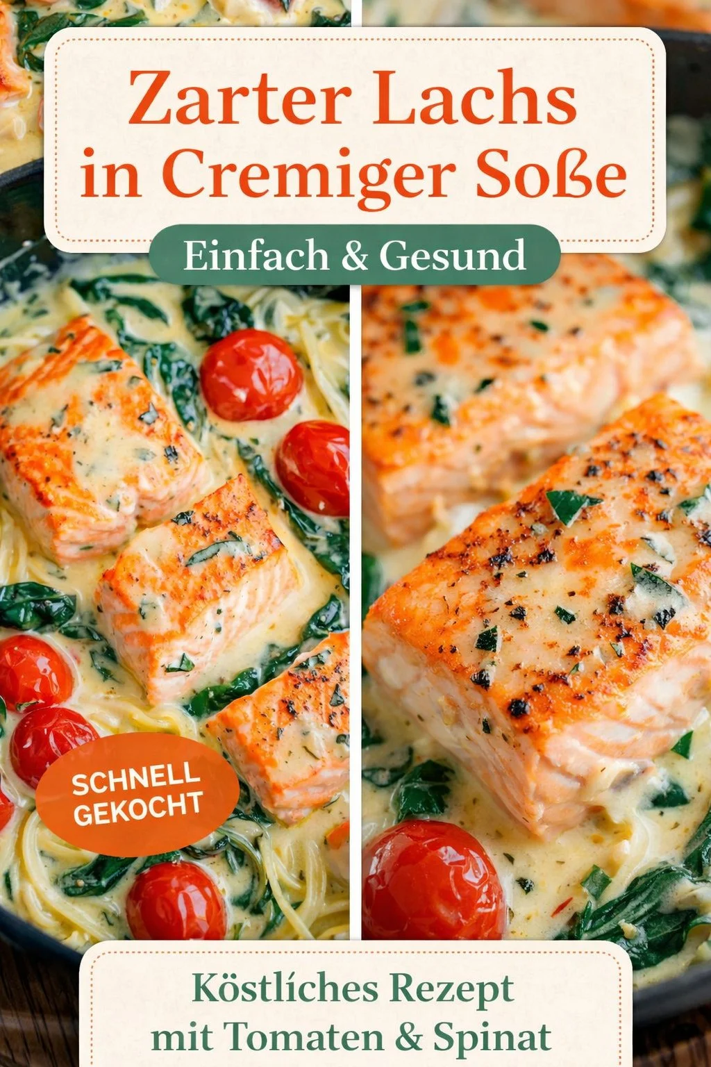 Lachs Toskana: Cremiges Genussrezept für ein Italienisches Abendessen Lachs Toskana: Cremiges Genussrezept für ein Italienisches Abendessen - Entdecke das Rezept für Lachs Toskana, das deinen Gaumen mit zarten Lachsfilets und einer cremigen Sauce aus frischen Kirschtomaten und Spinat erfreut. Perfekt für ein schnelles und köstliches Abendessen! Lass dich von der italienischen Küche inspirieren und zaubere heute noch dieses fantastische Gericht. Probiere es aus und genieße die Aromen der Toskana direkt auf deinem Teller. Hol dir hier das Rezept! #LachsToskana #ItalienischeKüche #LeckereRezepte