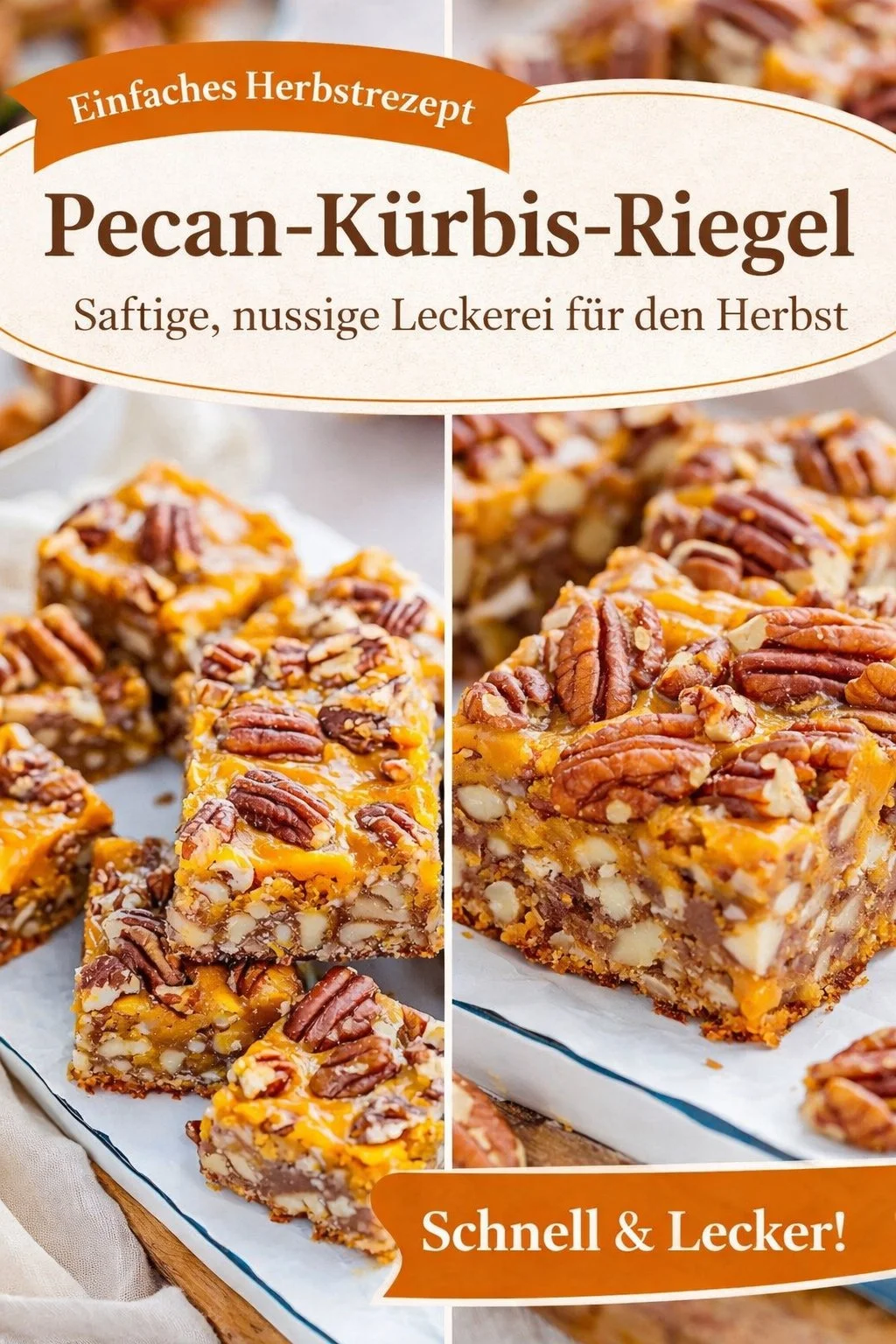 Magische Kürbis Pekan Riegel – Ein unwiderstehlicher Herbstgenuss! - Entdecke das magische Rezept für Kürbis Pekan Riegel! Diese einfachen und köstlichen Leckereien sind perfekt für die Herbstzeit und bieten einen harmonischen Mix aus süßem Butterscotch und knackigen Pekannüssen. Lass dir diesen Genuss nicht entgehen und verwöhne deine Familie und Freunde! Probiere es jetzt aus! #Kürbisrezepte #Herbstgenuss #Süßspeisen