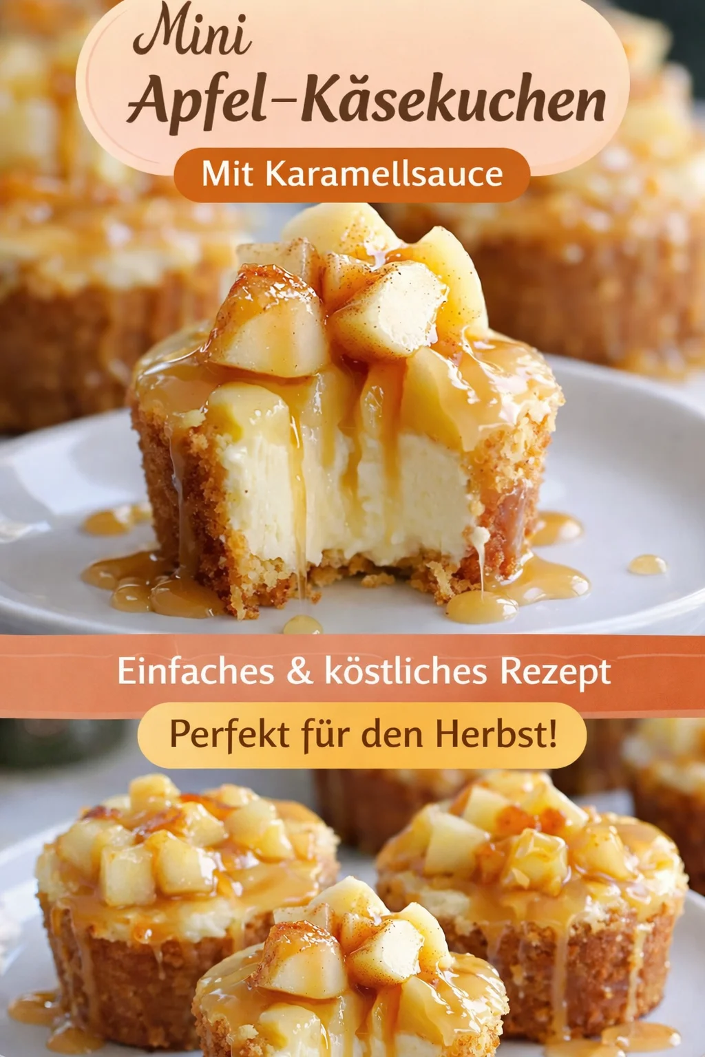 Mini Apfel Karamell Cheesecakes: Der perfekte Herbstgenuss Mini Apfel Karamell Cheesecakes: Der perfekte Herbstgenuss - Entdeckt die himmlische Kombination aus Karamell und Apfel in diesen Mini Cheesecakes! Ideal für Herbstfeiern, Partys oder als süßer Snack. Mit cremigem Frischkäse und frischen Äpfeln wird dieses Dessert zum absoluten Hit. Probiert es aus und überzeugt eure Gäste! Jetzt auf die To-Do-Liste setzen und gleich nachbacken! #MiniCheesecakes #Herbstrezepte #Dessertliebe