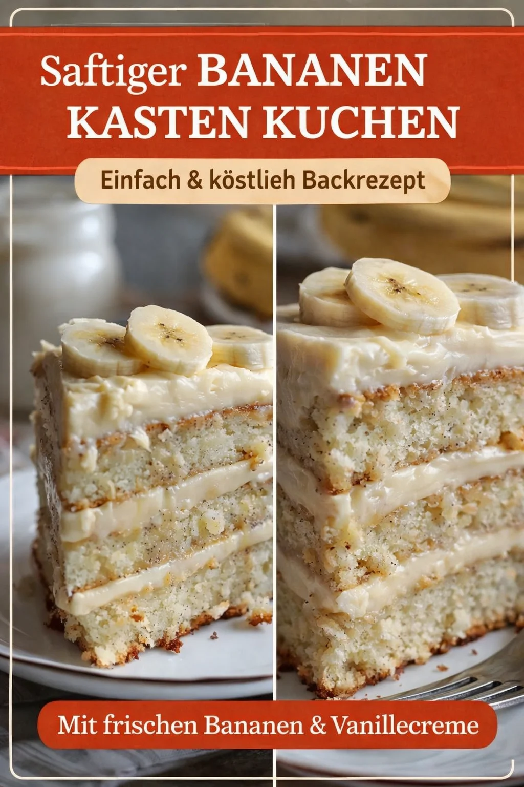 Saftiger Bananenkuchen mit cremigem Frischkäse-Frosting zaubern - Entdecke das perfekte Rezept für einen saftigen Bananenkuchen mit unwiderstehlichem Frischkäse-Frosting. Dieser Kuchen ist nicht nur einfach zuzubereiten, sondern auch ein echter Genuss! Verwöhne deine Familie und Freunde mit diesem glücklichen Geschmackserlebnis. Jetzt ausprobieren und das perfekte Dessert für jeden Anlass kreieren! #Bananenkuchen #Frischkäse #BackenTipps
