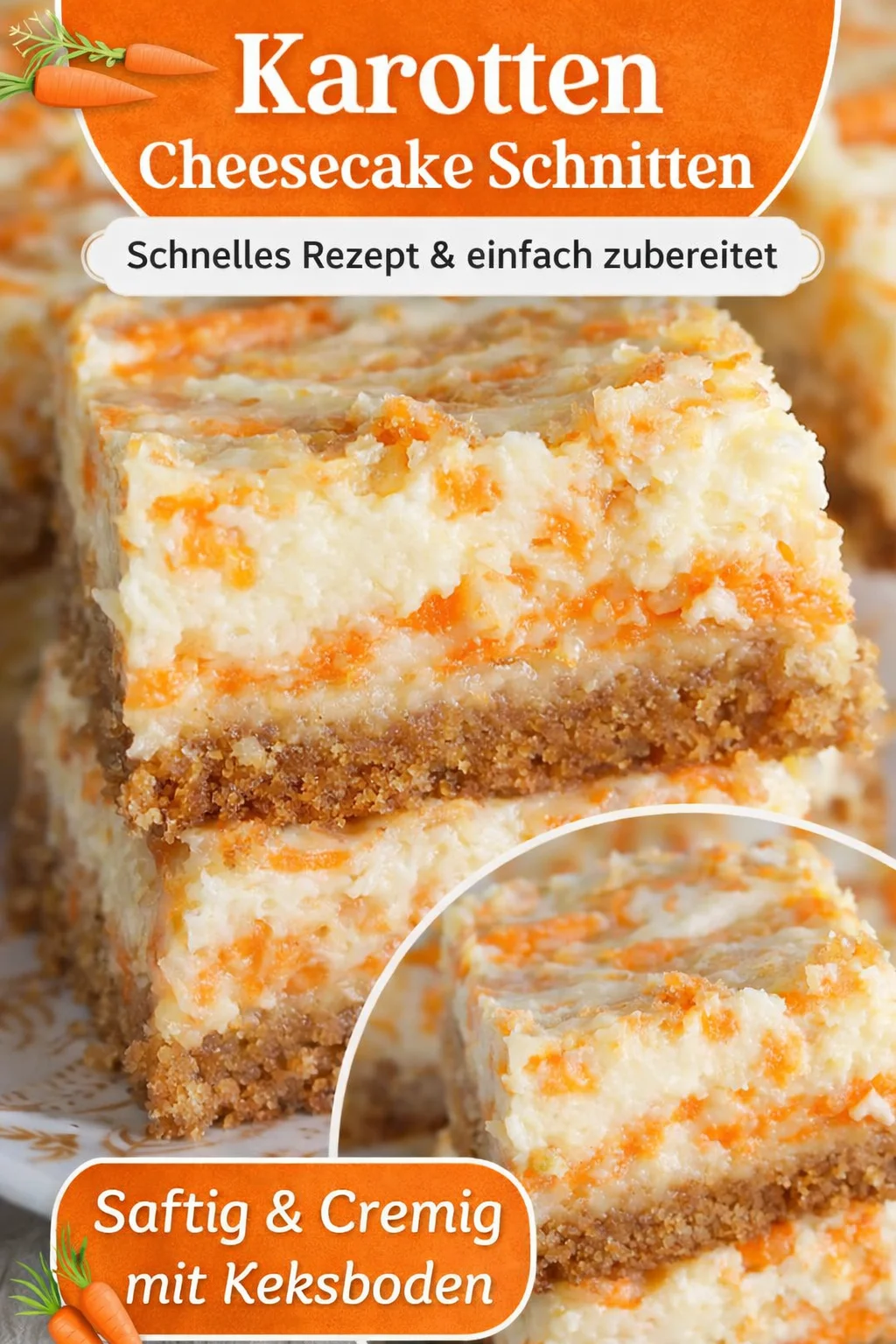 Unwiderstehliche Karotten Käsekuchen Riegel für jeden Anlass - Entdecken Sie die perfekte Kombination aus Karottenkuchen und Käsekuchen mit unseren köstlichen Karotten Käsekuchen Riegeln. Einfach zuzubereiten und ideal für jede Feier oder als süßer Snack! Holen Sie sich das Rezept jetzt und überzeugen Sie sich selbst von diesem himmlischen Genuss. Lassen Sie sich die Chance nicht entgehen und teilen Sie Ihre Kreationen! #Karottenkuchen #Käsekuchen #Dessert