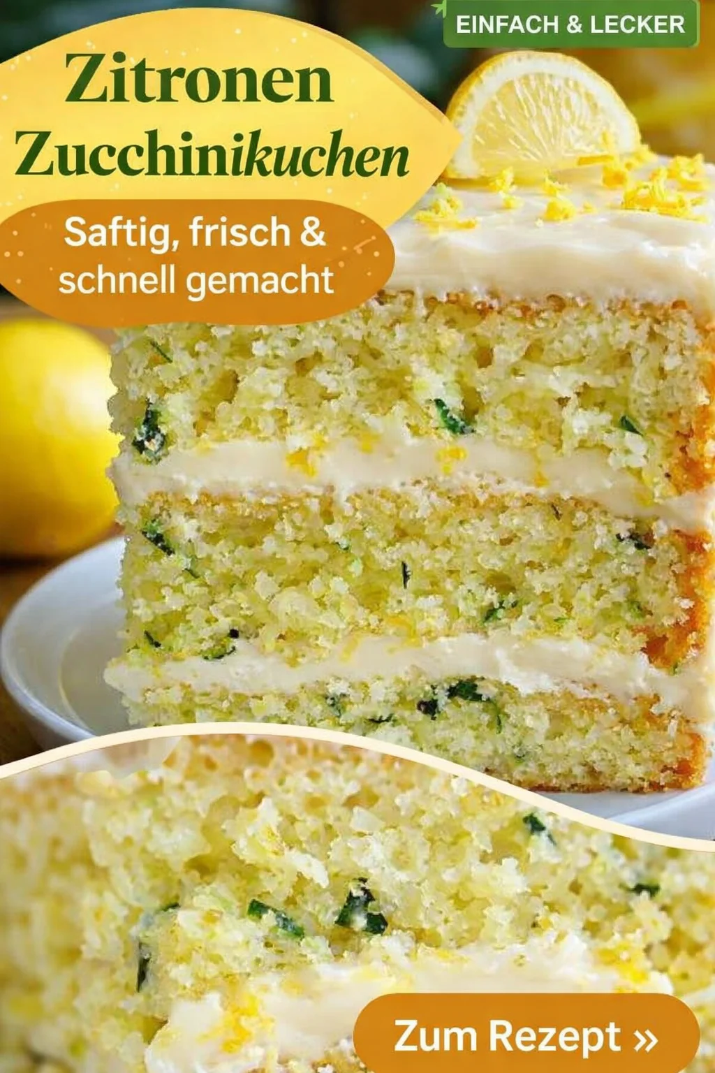 Überraschender Zucchinikuchen - Saftig und lecker! Perfekt für jeden Anlass - Entdecke das Geheimnis des köstlichen Zucchinikuchens! Saftig, mit zarter Frischkäseglasur und einem Hauch von Zitrone ist dieser Kuchen der perfekte Genuss für jeden Anlass. Einfach und schnell zuzubereiten, wird er deine Gäste überraschen! Probiere es aus und teile deine Erfahrungen! #Zucchinikuchen #BackenMitGemüse #KuchenRezept