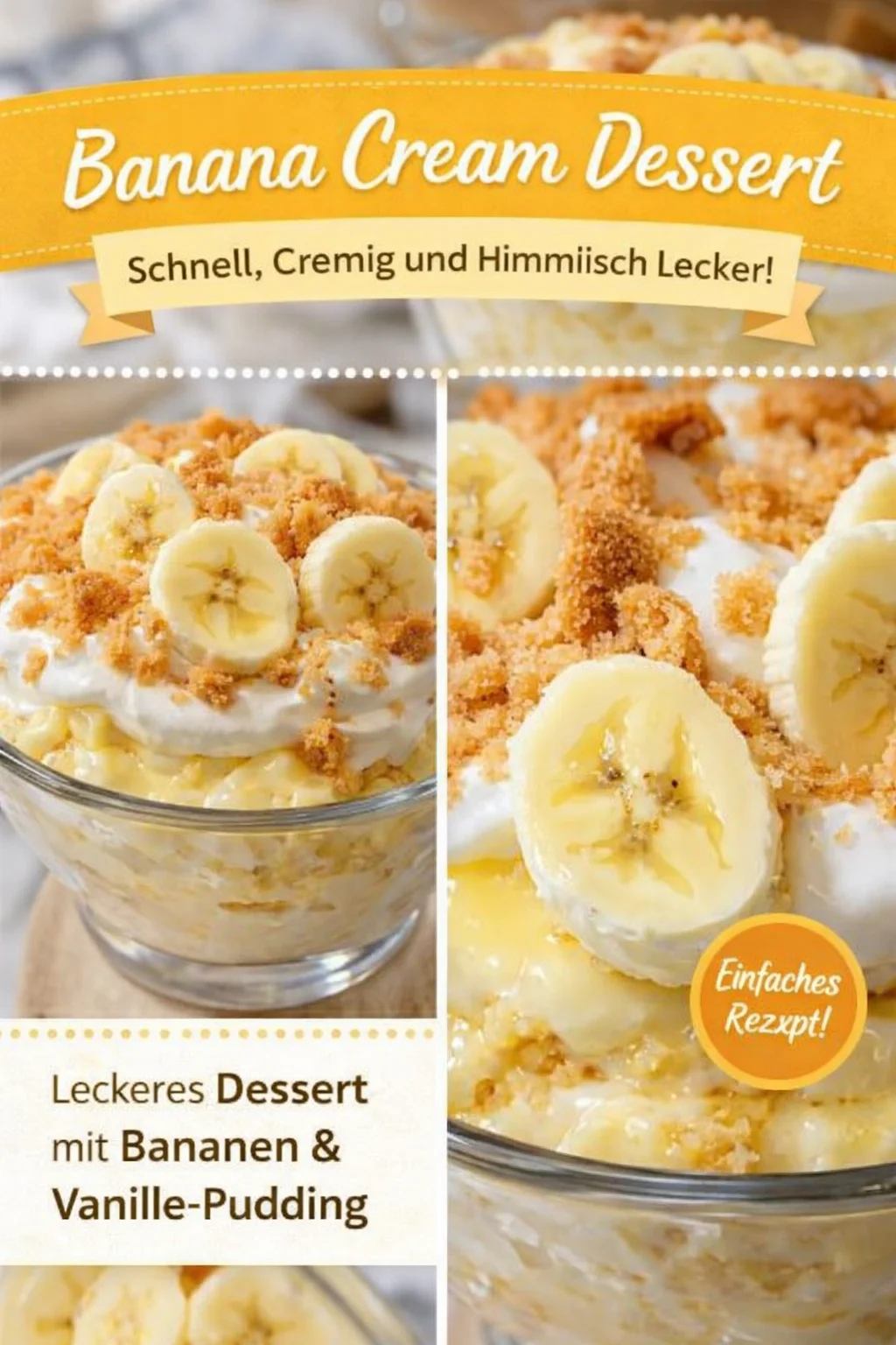 Einfacher Bananenpudding – Schnelles Dessert für süße Momente - Hast du Lust auf etwas Süßes, aber keine Zeit für komplizierte Rezepte? Unser einfacher Bananenpudding ist die perfekte Lösung! Mit nur wenigen Zutaten zauberst du ein himmlisches Dessert, das deine Geschmacksnerven verwöhnt. Ideal für spontanen Genuss oder besondere Anlässe. Probiere es jetzt aus und überrasche deine Freunde und Familie! #Bananenpudding #SchnelleRezepte #Dessertideen
