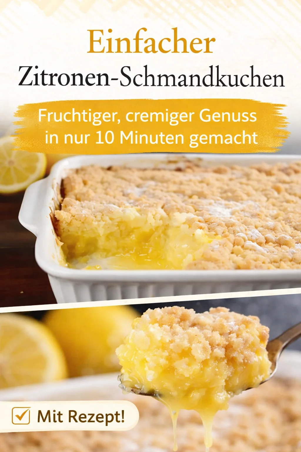 Einfacher Zitronenkuchen: Perfekt für schnelle Back-Momente! - Lust auf einen leckeren Zitronenkuchen, der schnell zubereitet ist? Dieser einfache Rezept führt dich durch die Schritte zum perfekten Kuchen, der ideal für Geburtstagsfeiern oder einen gemütlichen Nachmittagskaffee geeignet ist. Spare Zeit in der Küche und genieße einen frischen, saftigen Zitronenkuchen. Probiere es jetzt aus! #Zitronenkuchen #einfachebacken #SchnelleRezepte