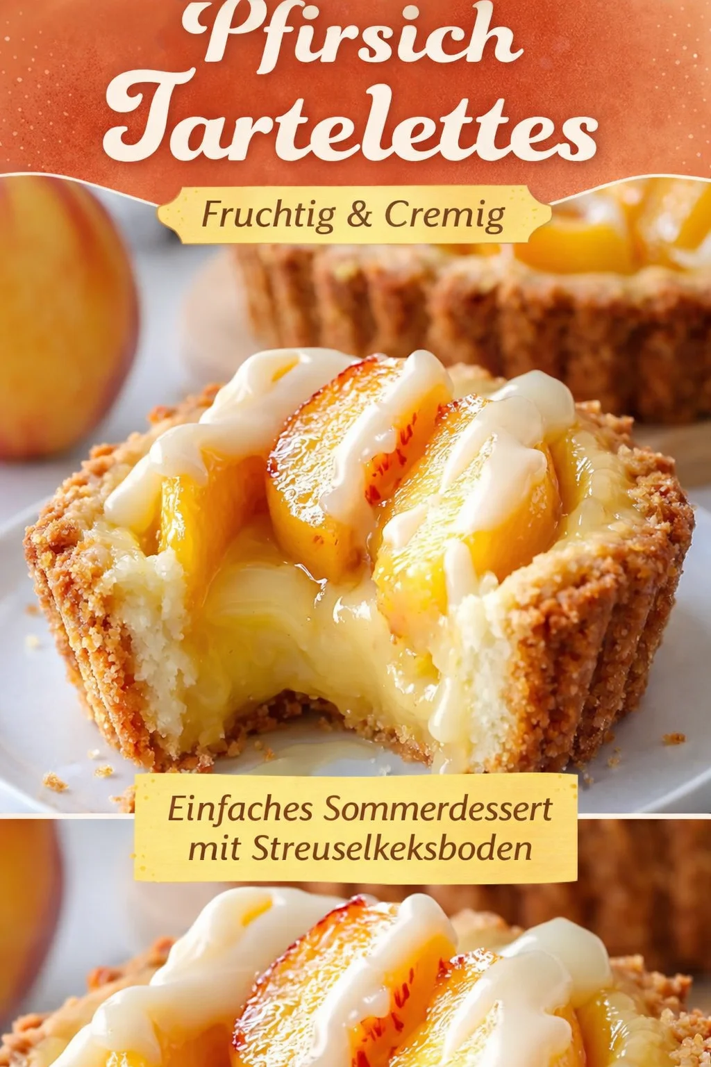 Einfaches Pfirsich Dessert: Erfrischend & köstlich in nur 10 Minuten - Entdecke dieses herrlich einfache Pfirsich Dessert, perfekt für jeden Anlass! Diese schnellen Törtchen kombinieren zarte Pfirsichscheiben mit cremigem Vanillepudding auf einem knusprigen Graham-Cracker-Boden. Da sie super schnell zubereitet sind, kannst du mehr Zeit mit deinen Gästen verbringen! Probiere das Rezept aus und verwöhne deine Familienmitglieder oder Freunde! #PfirsichDessert #SchnelleRezepte #Süßspeisen