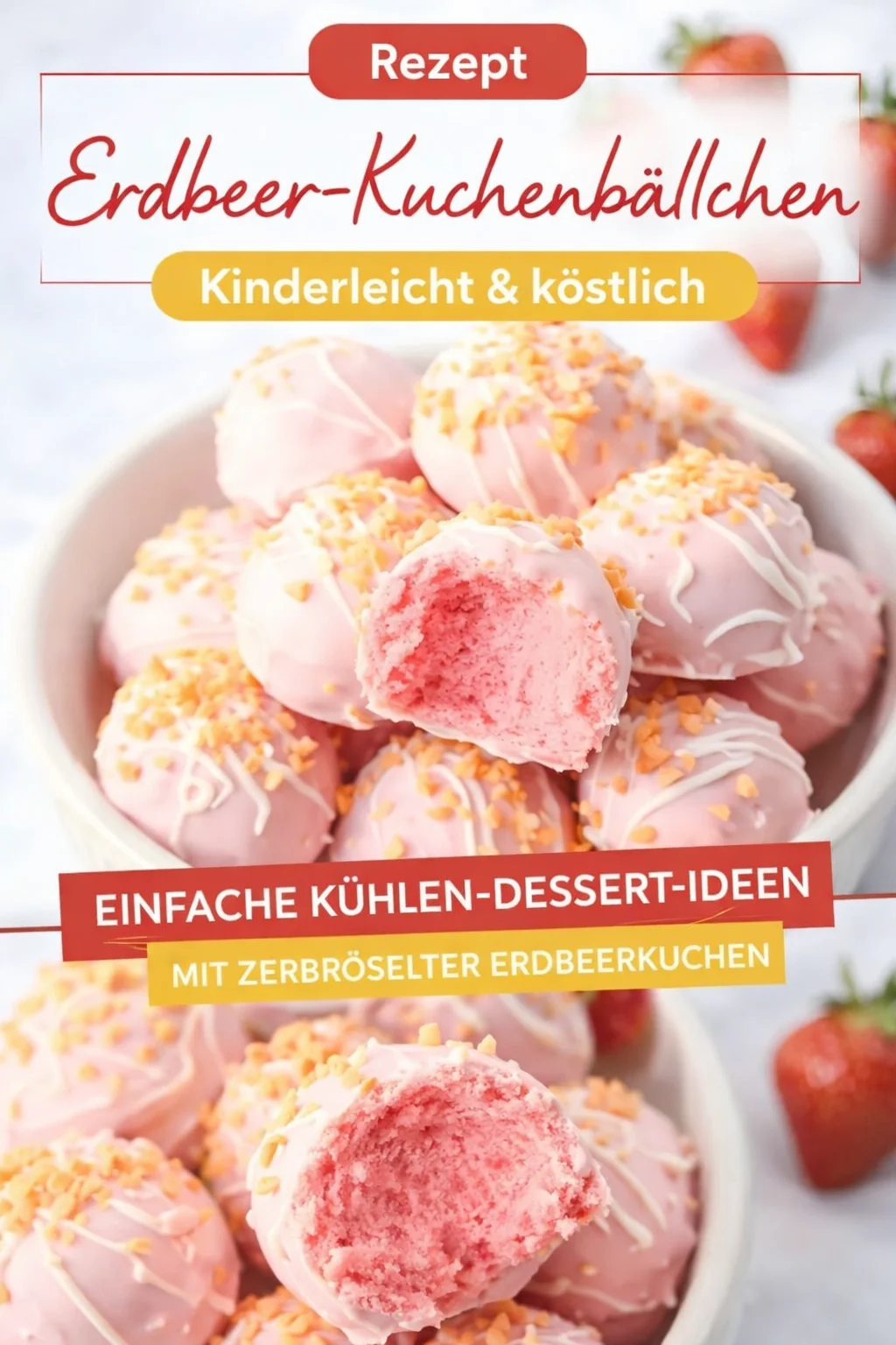 Erdbeer Trüffel: Einfaches Rezept für köstliche Naschereien - Lust auf ein schnelles und leckeres Dessert? Diese Erdbeer Trüffel sind nicht nur schnell zubereitet, sondern sehen auch fantastisch aus! Lass dich von dem Geschmack des Erdbeer-Shortcakes verzaubern und überrasche deine Gäste mit diesen kleinen Köstlichkeiten. Probiere das Rezept aus und verwöhne dich selbst! ???? #ErdbeerTrüffel #Süßspeisen #DessertRezepte