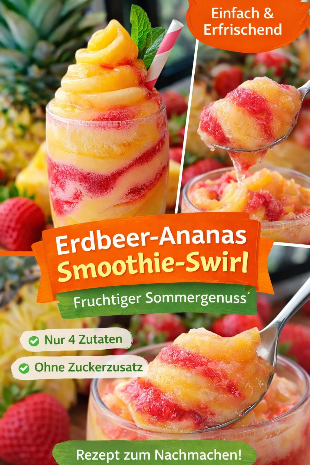 Erfrischender Ananas Erdbeer Slushie: Der perfekte Sommerdrink! - Bereit für eine köstliche Abkühlung? Unser Ananas Erdbeer Slushie kombiniert die süße Ananas mit frischen Erdbeeren für ein cremiges, eisiges Vergnügen. Ideal für heiße Sommertage, einfach zuzubereiten und perfekt für Erwachsene mit einem Schuss Rum oder Wodka. Probiere es jetzt aus und erlebe deinen neuen Lieblingsdrink! #SlushieRezept #Sommergetränk #Erfrischung