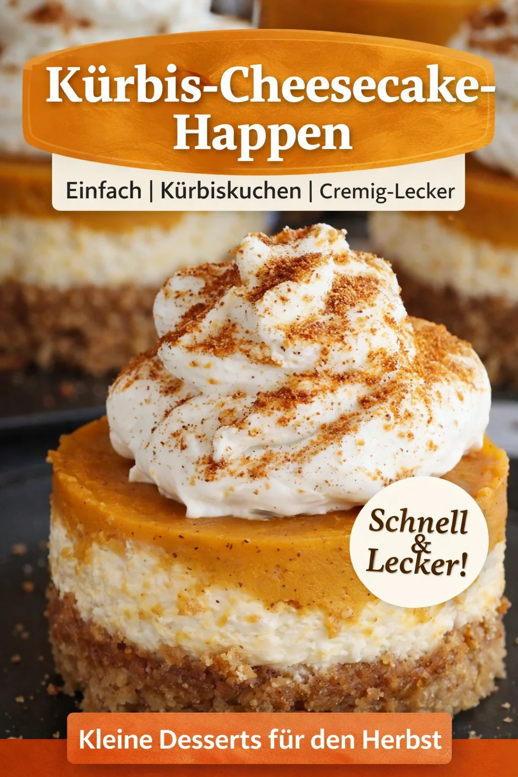 Gönn dir diesen Herbst: Mini Kürbis Käsekuchen Bites für jeden Anlass - Entdecke das perfekte herbstliche Dessert mit meinen Mini Kürbis Käsekuchen Bites! Diese kleinen Leckerbissen sind einfach zuzubereiten und bringen die gemütliche Atmosphäre des Herbstes auf deinen Tisch. Perfekt für Kaffeekränzchen oder als süße Versuchung für dich selbst. Lass dir dieses Rezept nicht entgehen! #KürbisRezepte #Käsekuchen #HerbstGenuss