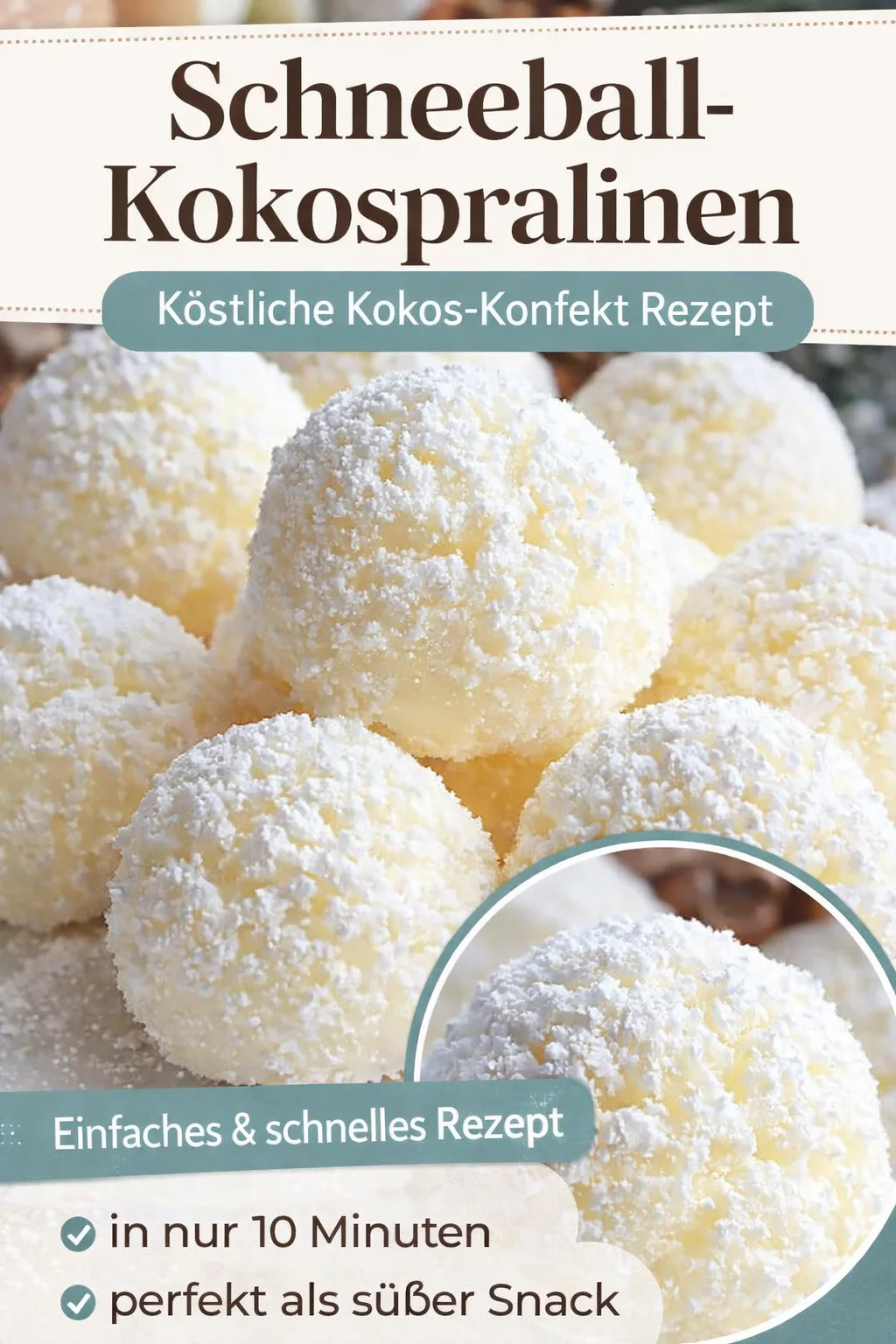 Kokos Schneebälle: Schnelle & Leckere Süßigkeiten für Zwischendurch - Hast du Heißhunger auf etwas Süßes, aber wenig Zeit? Unsere Kokos Schneebälle sind die perfekte Lösung! Mit nur wenigen Zutaten und in kurzer Zeit zubereitet, sind sie der ideale Snack für jeden Anlass. Probiere dieses einfache Rezept und genieße die süßen Versuchungen mit Freunden und Familie. Mache jetzt deine eigenen Kokos Schneebälle und erlebe den Unterschied! #KokosSchneebälle #Süßspeisen #SchnellUndEinfach