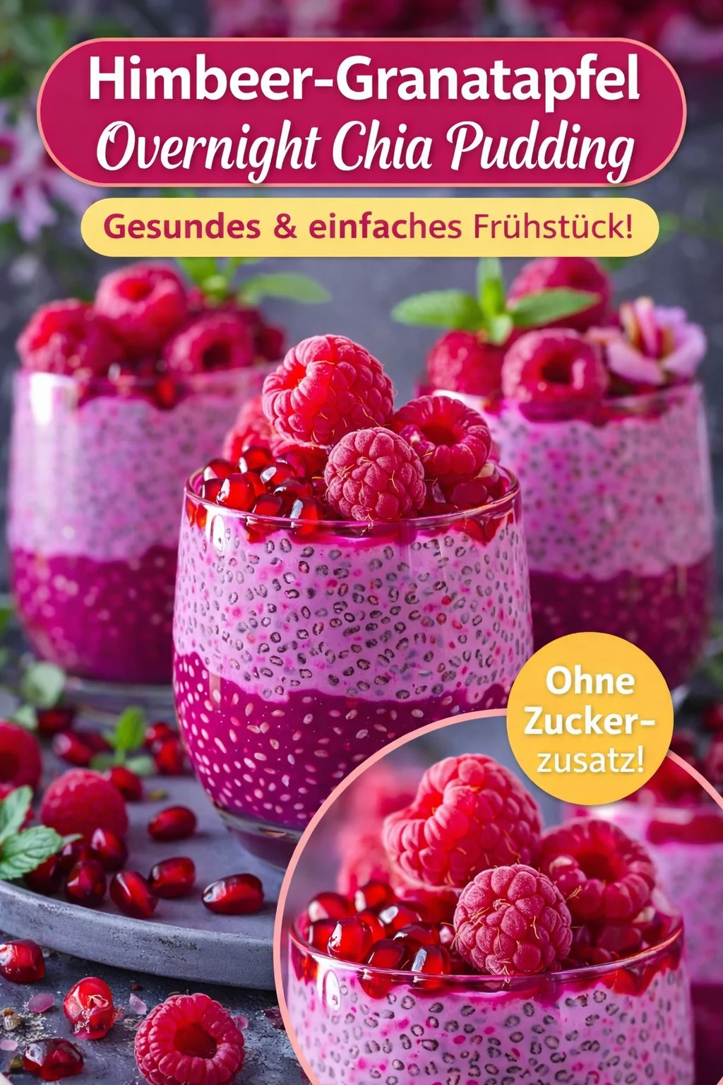 Leckeres Granatapfel Himbeer Chia Dessert für den perfekten süßen Genuss - Hast du Lust auf ein leichtes, fruchtiges Dessert, das nicht schwer im Magen liegt? Probiere mein einfaches Rezept für ein himmlisches Granatapfel Himbeer Chia Dessert! Es ist schnell zubereitet und beeindruckt mit seinem cremigen Geschmack und der frischen Fruchtigkeit. Perfekt für warme Tage oder als gesunder Snack! Lass es dir nicht entgehen und klicke jetzt für das Rezept! #Dessert #Chia #gesundessen