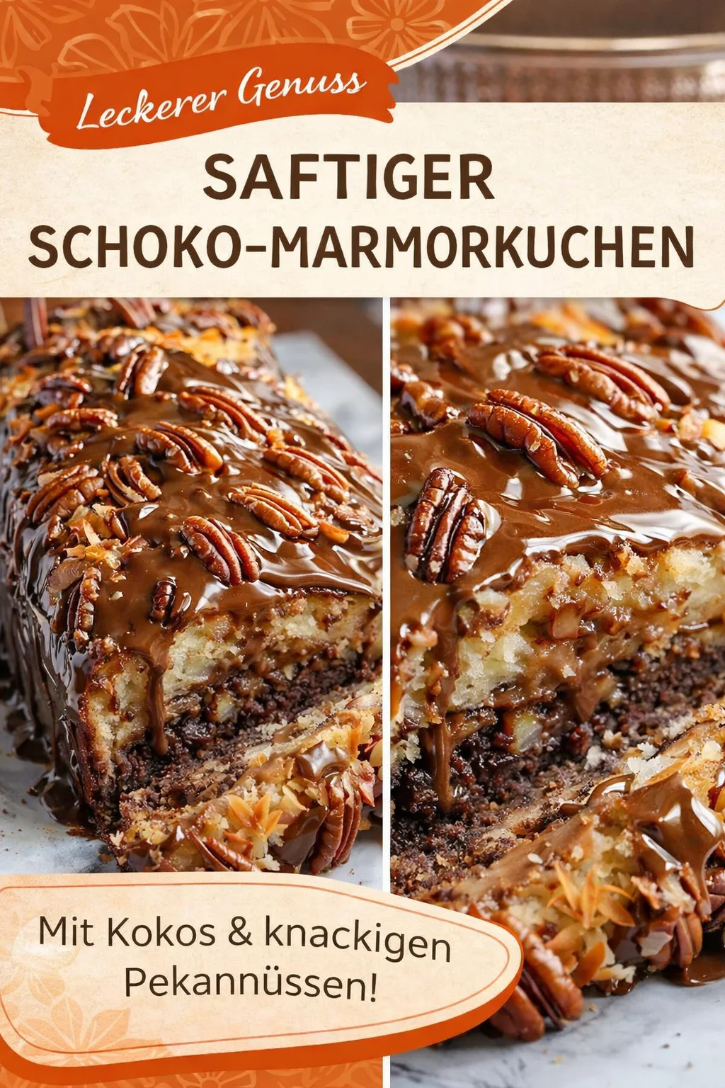 Saftig leckerer Pekan Kokos Schoko Kuchen für unvergessliche Genussmomente - Entdecke das Rezept für den unwiderstehlichen Pekan Kokos Schoko Kuchen, der dein Zuhause mit himmlischem Duft erfüllt! Perfekt für jede Kaffeepause oder festliche Gelegenheit. Lass dich von der Kombination aus zarter Schokolade, knackigen Pekannüssen und Kokosraspeln verführen! Probiere es jetzt aus und teile deine Backergebnisse! #Kuchen #Desserts #Backen