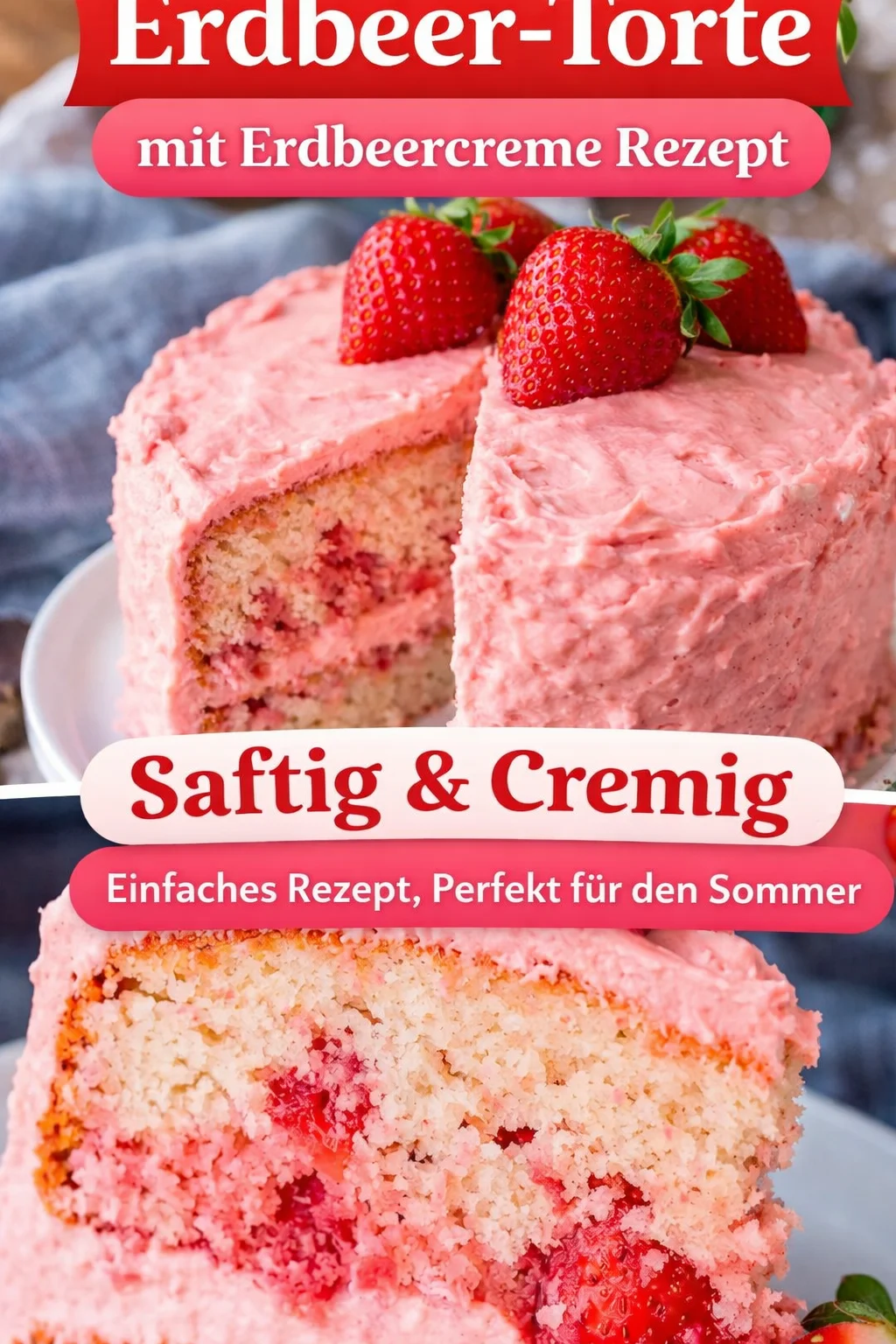 Saftiger Erdbeerkuchen: Der perfekte Sommergenuss für Familie und Freunde - Hast du auch Lust auf einen fruchtigen Sommertraum? Dieser saftige Erdbeerkuchen ist einfach zuzubereiten und sorgt garantiert für Begeisterung bei deinen Gästen. Erlebe den Geschmack frischer Erdbeeren in jedem Bissen! Folge meiner Schritt-für-Schritt-Anleitung und backe deinen eigenen Erdbeerkuchen, der einfach himmlisch schmeckt. Probiere es aus und teile dein Ergebnis! #Erdbeerkuchen #Sommerrezepte #BackenLeichtGemacht
