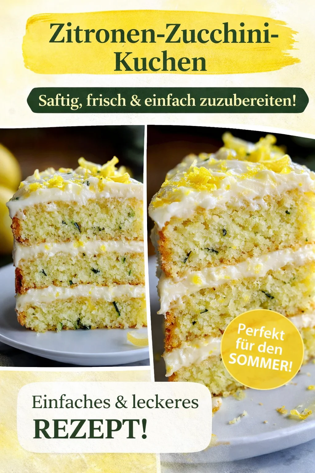 Saftiger Zucchinikuchen mit Zitronen und cremigem Frosting - Suchst du nach einem köstlichen, süßen Genuss mit einem gesunden Twist? Probiere diesen saftigen Zucchinikuchen mit erfrischendem Zitronen- und Frischkäse-Frosting! Ideal für alle Zuckermomente, ohne dabei auf Geschmack zu verzichten. Perfekt als Dessert oder zum Kaffee! Jetzt nachbacken und die Familie begeistern! #Zucchinikuchen #Rezept #Dessert