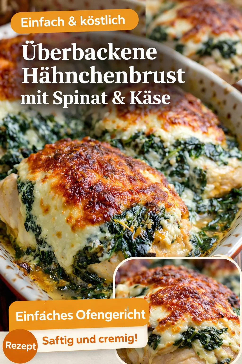 Saftiges Hähnchen mit Ricotta und Spinat – Ein schnelles Rezept! - Lust auf ein leckeres und schnelles Gericht? Probiere dieses Hähnchenrezept mit Ricotta und Spinat! Es beeindruckt mit einer cremigen Füllung und einer köstlichen Tomatensauce, die deine Geschmacksknospen verzaubern wird. Ideal für ein schnelles Abendessen unter der Woche. Lass dir dieses Geschmackserlebnis nicht entgehen! Jetzt nachkochen und genießen! #Hähnchenrezept #SchnelleGerichte #LeckeresEssen
