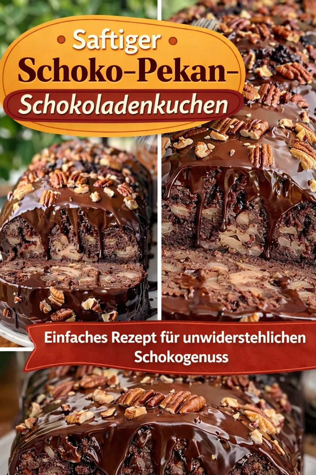 Schokoladiger Schoko Pekannuss Kuchen für Schoko-Liebhaber - Hast du Lust auf einen unwiderstehlich schokoladigen Kuchen mit knackigen Pekannüssen? Dieser Schoko Pekannuss Kuchen ist das ideale Rezept für Naschkatzen und perfekt für jeden Anlass! Lass dich von dem leckeren Geschmack verzaubern und teile deine Kreation mit Freunden. Probiere das Rezept jetzt aus und erlebe einen Genuss, den du nicht vergessen wirst! #Kuchenrezepte #Schokoladenkuchen #Pekannüsse