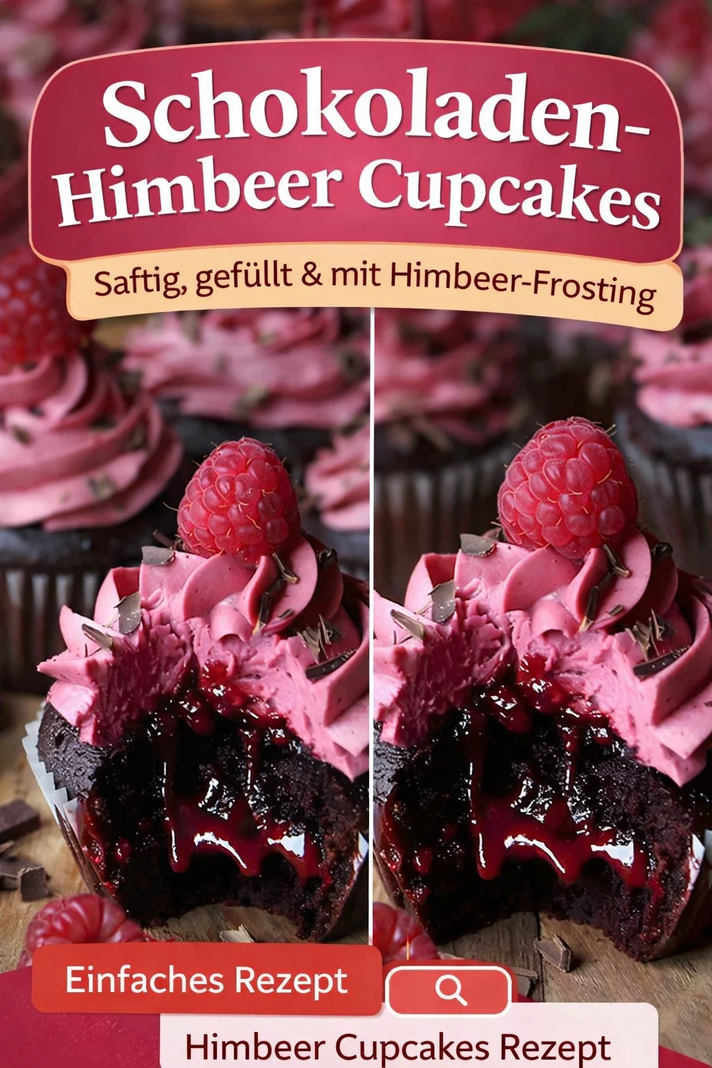 Verführerische Schoko Himbeer Cupcakes für jeden Anlass - Hast du Lust auf einen süßen Leckerbissen? Diese Schoko Himbeer Cupcakes sind das perfekte Highlight für jeden Anlass! Mit einer himmlischen Himbeerfüllung und luftig-leichter Buttercreme sind sie nicht nur köstlich, sondern auch ein echter Hingucker. Probiere unser einfaches Rezept aus und verwöhne deine Gäste! Jetzt nachbacken und genießen! #Cupcakes #Schokoladig #Himbeerliebe