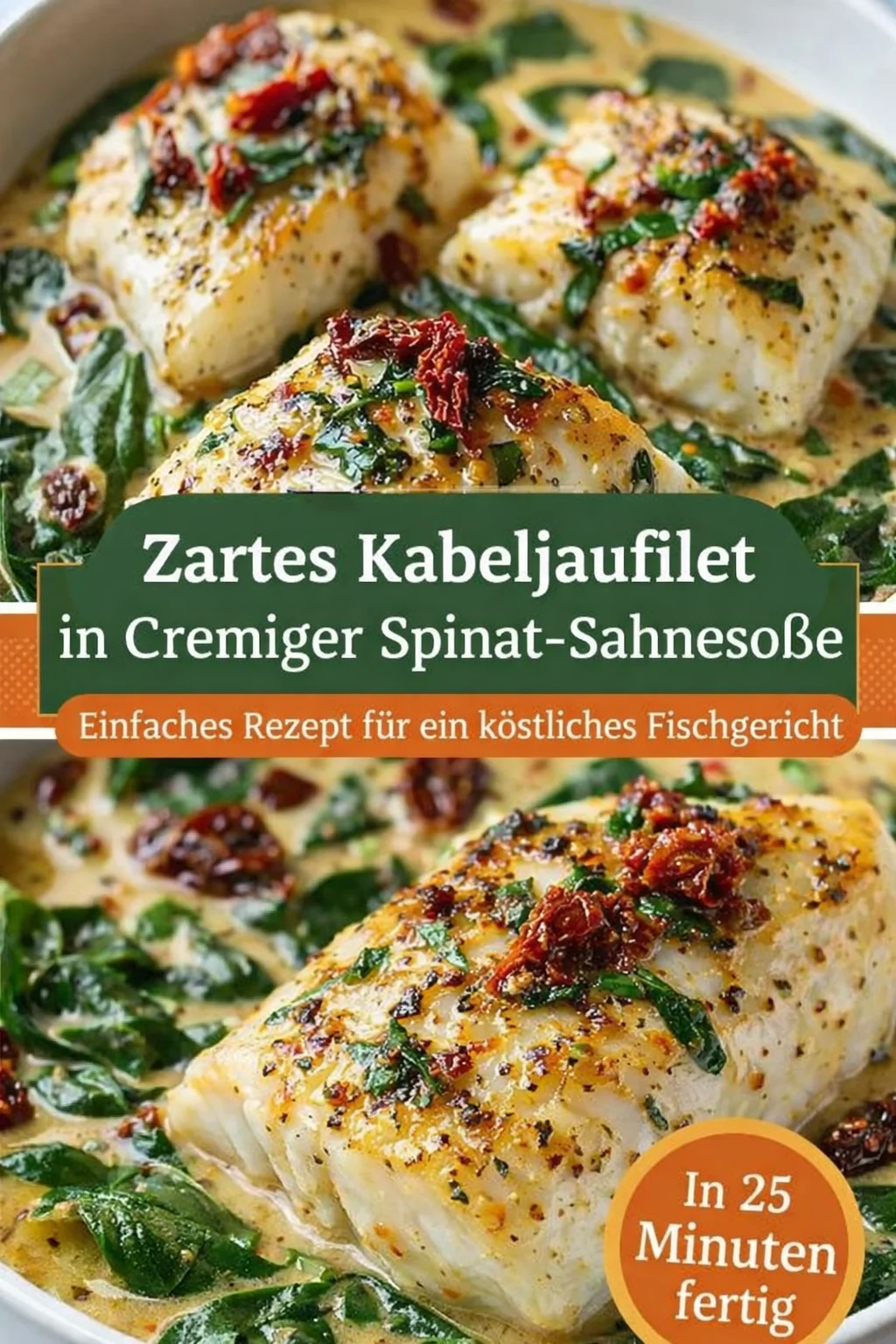 Verführerischer cremiger Kabeljau nach toskanischer Art – Low-Carb Genuss! - Lust auf ein köstliches, low-carb Gericht? Unser cremiger Kabeljau nach toskanischer Art ist genau das Richtige! Zarter Fisch, verfeinert mit Sahne, Parmesan und frischem Spinat. Ideal für dein Abendessen. Probiere es aus und erfreue dich an diesem keto-freundlichen Rezept! Klicke hier für die vollständige Anleitung. #Kabeljau #LowCarb #KetoRezept