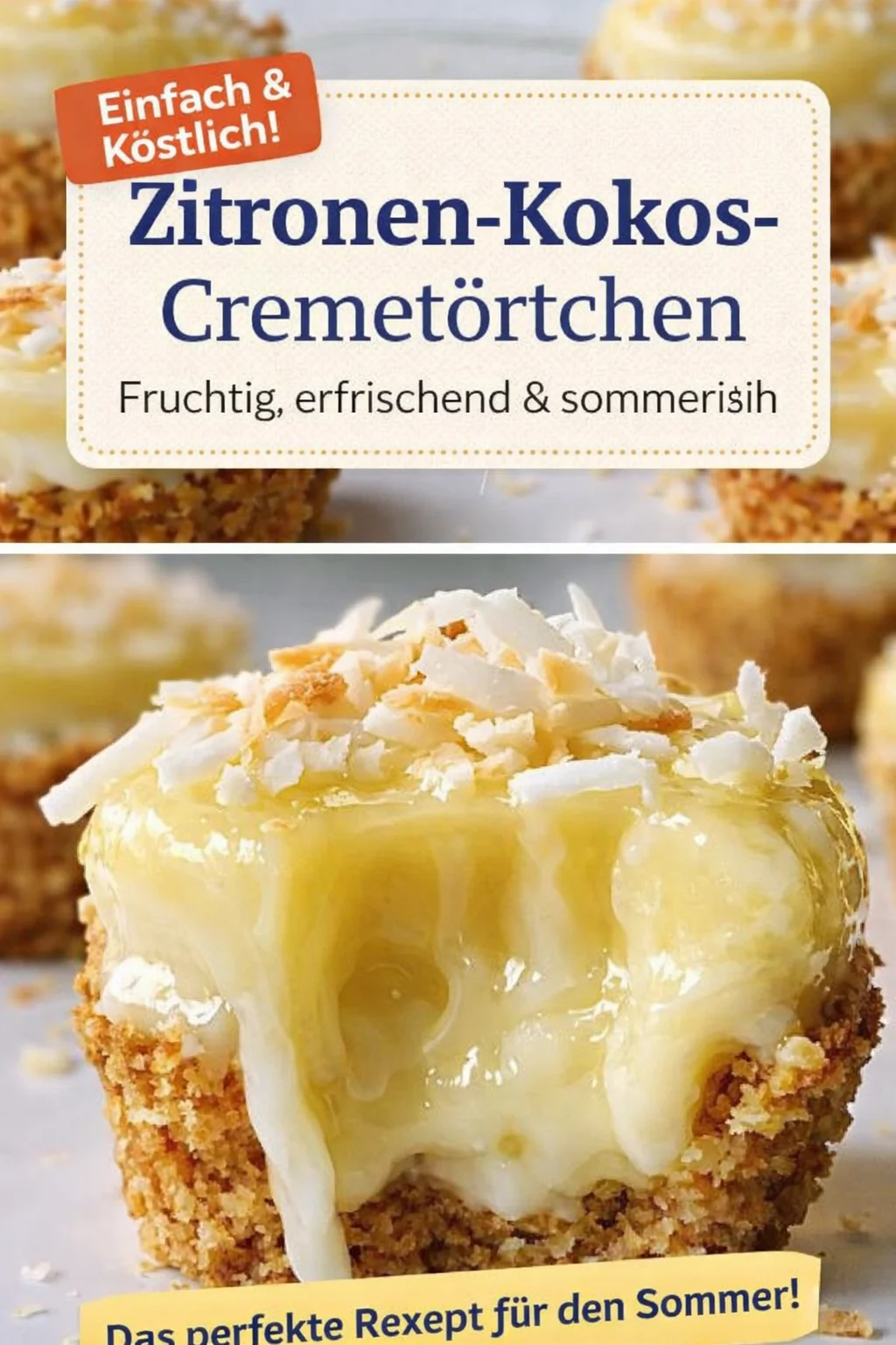 Zitronen Kokos Mini Törtchen – Schnelle Rezeptideen für heiße Tage - Suchst du nach einer erfrischenden Süßspeise ohne Backen? Dieses Rezept für Zitronen Kokos Mini Törtchen ist der perfekte Genuss für warme Tage. Mit nur wenigen Zutaten zauberst du im Handumdrehen diese leckeren Törtchen. Lass dir dieses verrückte einfache Dessert nicht entgehen und probiere es noch heute aus! #ZitronenTörtchen #OhneBacken #Süßspeisen