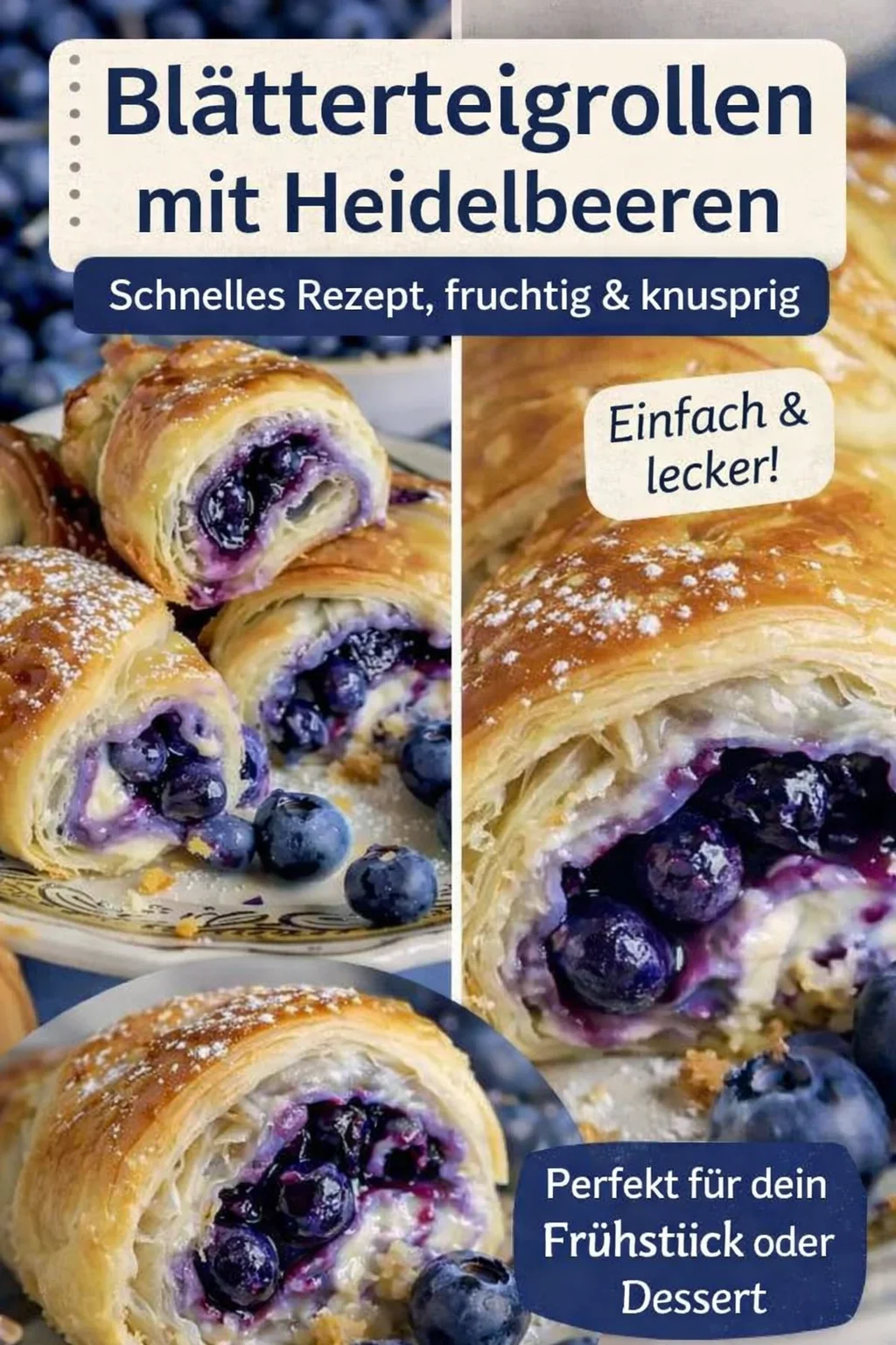 Beeindruckende und schnelle Blaubeer-Käsekuchen-Schnecken - Möchtest du ein einfaches, aber beeindruckendes Dessert? Diese Blaubeer-Käsekuchen-Schnecken sind genau das Richtige! Mit nur wenigen Zutaten zauberst du eine süße Versuchung, die jeden begeistern wird. Ideal für jede Gelegenheit! Probiere es aus und teile deine Ergebnisse! #BlaubeerKäsekuchen #Süßspeisen #SchnellesBacken