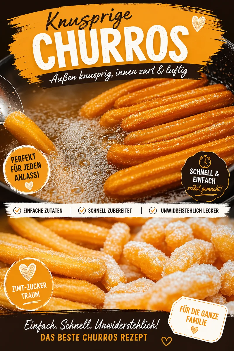 Churros selber machen: Ein Stück Spanien für dein Zuhause genießen - Erwecke deine Geschmacksknospen mit diesem köstlichen Churros-Rezept! Das Rezept erfordert nur wenige Zutaten und ist einfach in der Zubereitung. Perfekt für ein süßes Dessert oder Snack und ideal für deine nächste Feier! Lass dich von dem nostalgischen Duft frisch gebackener Churros verzaubern und verwöhne dich sowie deine Liebsten mit dieser süßen Versuchung. Jetzt nachmachen und entdecken! #Churros #Rezepte #Süßspeisen