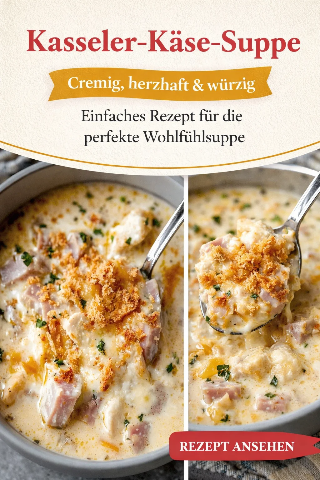 Cremige Hähnchen Suppe: Die perfekte Wohlfühlmahlzeit für kalte Tage - Hast du Lust auf etwas richtig Warmes und Cremiges? Diese cremige Hähnchen Suppe ist die perfekte Lösung! Sie verwöhnt deinen Gaumen mit köstlichem Hähnchen, frischem Gemüse und schmelzendem Käse. Bereite sie schnell zu und lass dich von ihrem Aroma verzaubern. Probiere es aus und genieße den Komfort dieser köstlichen Suppe! #HähnchenSuppe #Wohlfühlmahlzeit #Rezeptideen