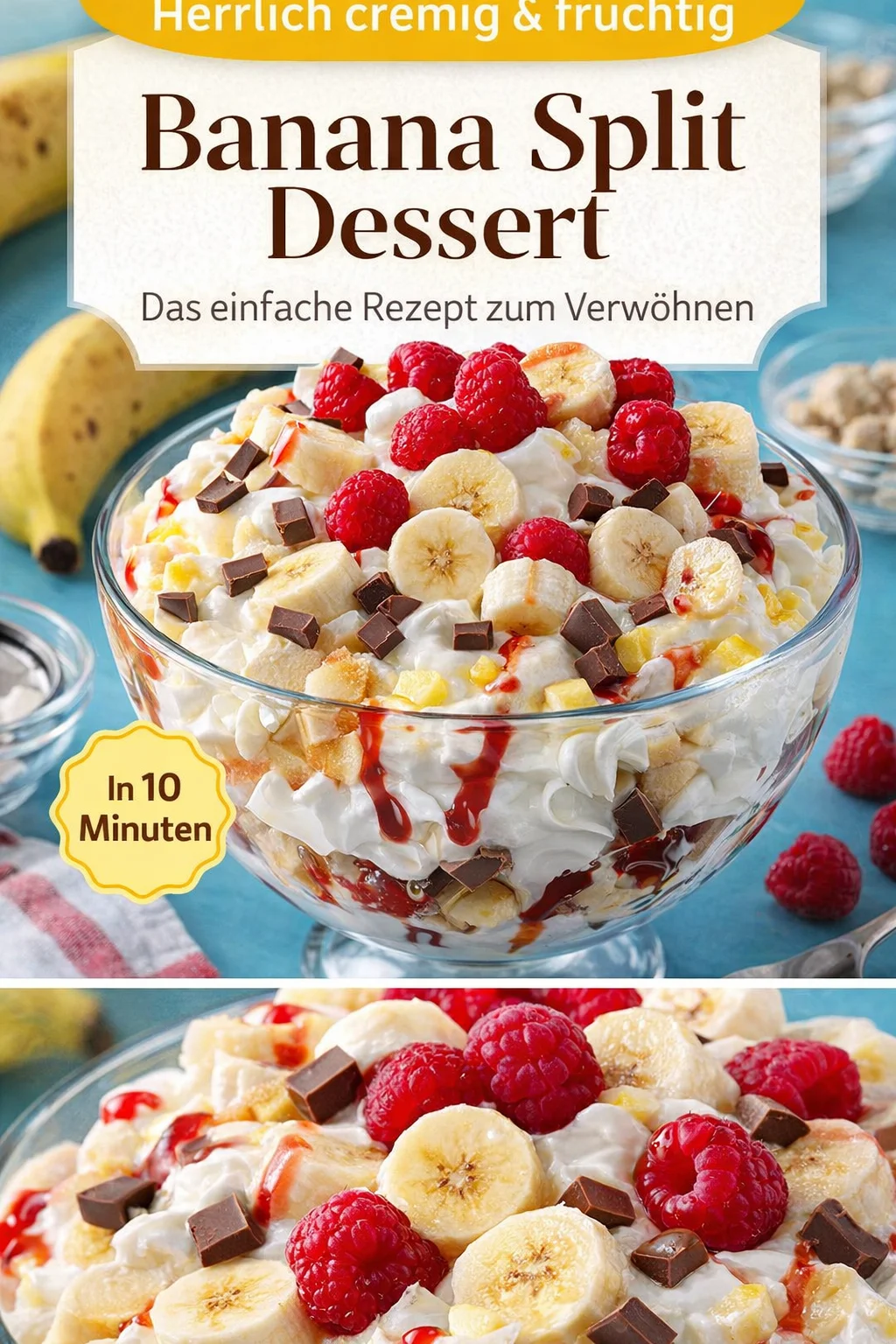 Der beeindruckende Bananensalat – Schnell und einfach zubereitet! - Suchst du nach dem perfekten Dessert, das alle begeistert? Unser fluffiger Bananensalat ist der absolute Hit! Mit nur wenigen Zutaten und im Handumdrehen zubereitet, wird er zum Star auf deinem Tisch. Probiere es aus und erinnere dich an die süßen Momente, die dieser Salat mit sich bringt. Sei der Held der Küche und bereite diesen Bananensalat für deine nächste Feier zu! Jetzt ausprobieren! #Bananensalat #Dessert #SchnelleRezepte