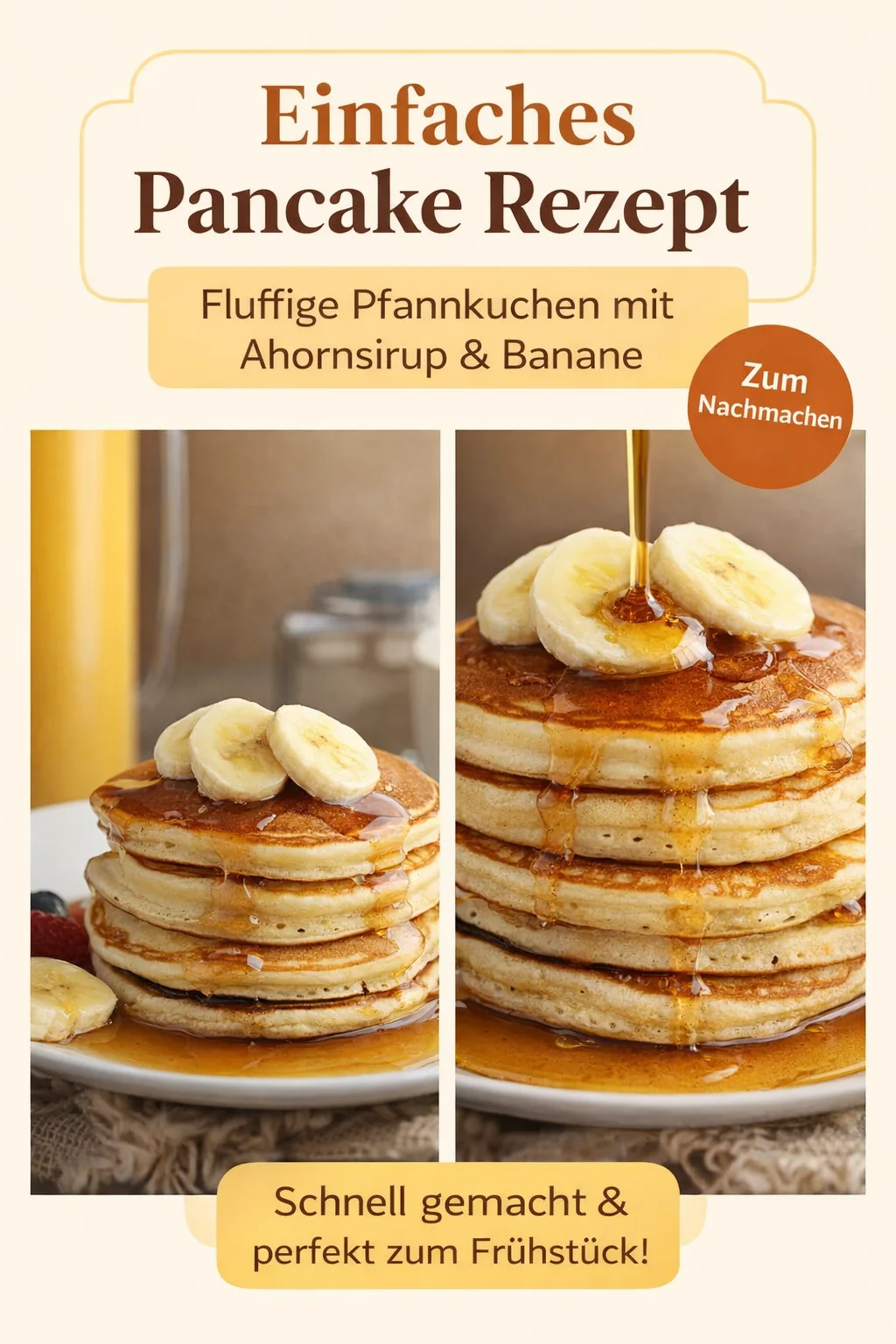 Einfaches Pfannkuchen Rezept für einen gemütlichen Frühstücksgenuss - Lust auf ein schnelles und köstliches Frühstück? Dieses einfache Pfannkuchen Rezept ist perfekt für jede Gelegenheit! Mit wenigen Zutaten zauberst du fluffige Pfannkuchen, die deine Küche nach Sonntag duften lassen. Genieße sie mit frischen Früchten, Schokolade oder anderen Toppings. Probiere es aus und mache jeden Morgen besonders! #Pfannkuchen #Frühstück #einfacherezepte