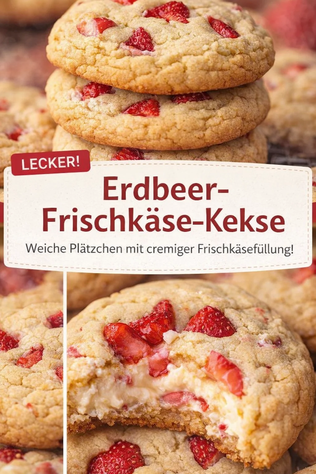 Erdbeer Kekse mit Frischkäsefüllung – ein süßer Traum! - Lust auf etwas Süßes? Entdecke das Rezept für köstliche Erdbeer Kekse mit Frischkäsefüllung. Diese himmlische Kombination aus frischen Erdbeeren und cremigem Kern wird dich begeistern. Ideal für jede Gelegenheit! Probiere sie jetzt aus und überzeuge dich selbst! #ErdbeerKekse #Süßspeisen #Backen