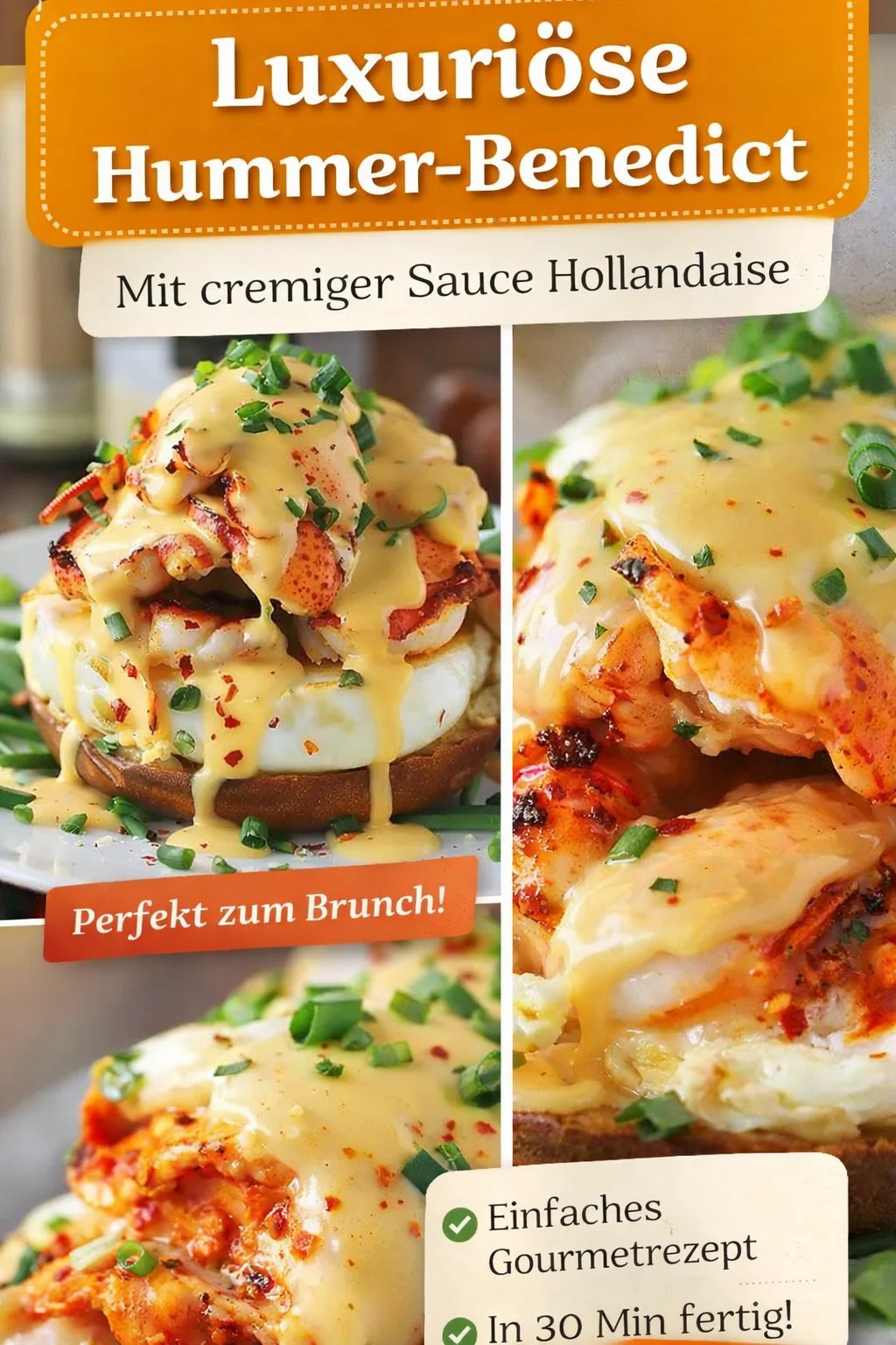 Genieße Hummer Eier Benedict für einen eleganten Brunch - Möchtest du beim nächsten Brunch glänzen? Probiere unser Rezept für Hummer Eier Benedict! Zarter Hummer, perfekt pochierte Eier und eine würzige Cajun Hollandaise vereinen sich zu einem unvergesslichen Geschmackserlebnis. Ideal für besondere Anlässe oder einfach, um sich selbst zu verwöhnen. Klicke jetzt für das Rezept und mache deinen Brunch zum Highlight! #HummerEierBenedict #BrunchRezept #Kochkunst