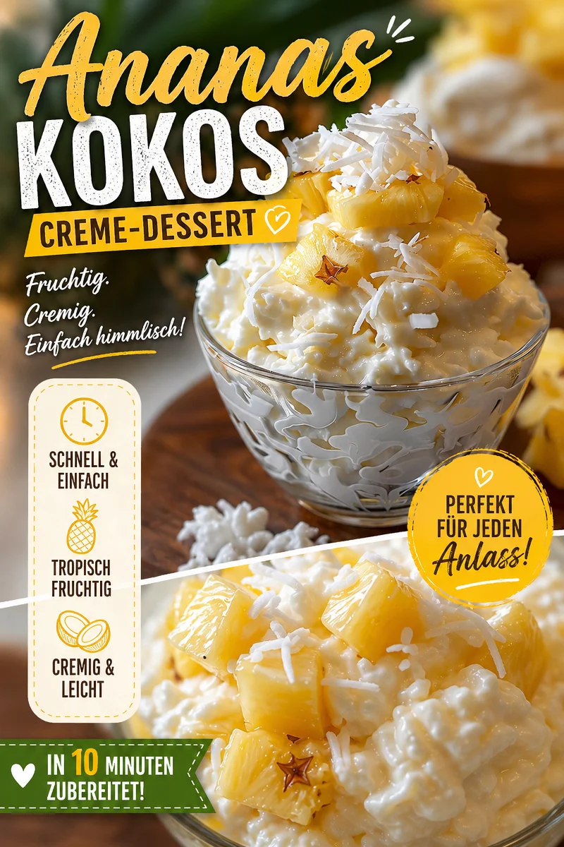 Hawaiian Pineapple Coconut Fluff – Blitzschnelles Dessert für Süßschnäbel! Hawaiian Pineapple Coconut Fluff – Blitzschnelles Dessert für Süßschnäbel! - Wünschst du dir ein einfaches, aber köstliches Dessert? Unser Hawaiian Pineapple Coconut Fluff ist der perfekte Genuss! Mit nur wenigen Zutaten zauberst du ein frisches und cremiges Dessert, das jeder liebt. Ideal für geschäftige Tage und einfach zuzubereiten. Probiere es aus und überrasche deine Familie oder Freunde! #Dessert #Süßspeisen #EinfachesRezept