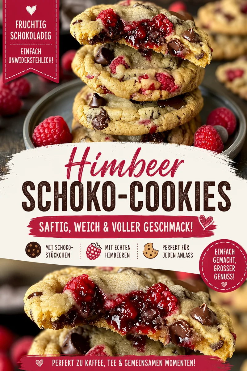 Himbeer Schoko Cookies – Der perfekte Genuss für Cookie-Liebhaber - Bereite deine Geschmacksknospen vor: Diese Himbeer Schoko Cookies bringen Freude in jede Backsession! Mit saftigen Himbeeren und schmelzenden Schokostückchen sind sie das perfekte Dessert oder Snack für Zwischendurch. Probiere unser einfaches Rezept und überrasche deine Freunde und Familie! Backe jetzt los und teile deine Kreationen! #Cookies #Backen #HimbeerSchokolade