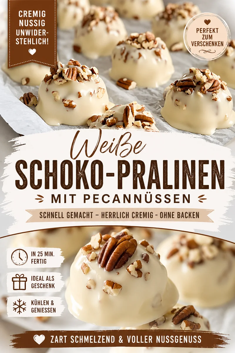 Himmlische Vanille-Pekannuss-Pralinen für deine Naschkatze Himmlische Vanille-Pekannuss-Pralinen für deine Naschkatze - Überrasche deine Lieben mit diesen delikaten Vanille-Pekannuss-Pralinen! Cremig, nussig und mit dem feinen Aroma von Vanille – ein Genuss für jeden Anlass. Bereite sie zum Verschenken oder für den eigenen Genuss vor. Das Rezept ist einfach und schnell zubereitet! Probiere es aus und verwöhne dich und deine Freunde! #PralinenRezept #Süßspeisen #schnelleRezepte