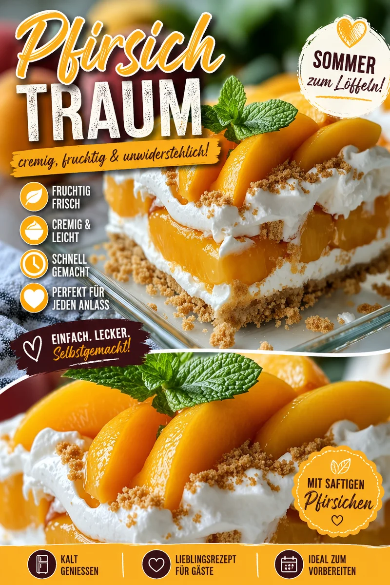Himmlischer Pfirsich-Cobbler-Poke-Kuchen für Süßes in Rekordzeit - Hast du Lust auf einen leckeren Pfirsichkuchen, aber keine Zeit für aufwändiges Backen? Probiere diesen Himmlischen Pfirsich-Cobbler-Poke-Kuchen! In nur wenigen Schritten bereit, überzeugt er durch seinen saftigen Pfirsichgeschmack. Ideal für jede Gelegenheit! Jetzt ausprobieren und genießen! #Pfirsichkuchen #schnelleRezepte #Dessert