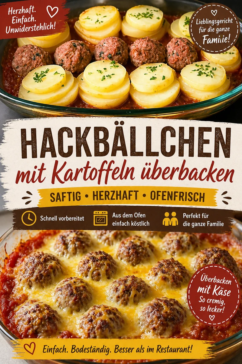 Köstliche Hackbällchen mit Ofenkartoffeln – Ihr neues Lieblingsgericht! - Erleben Sie die perfekte Kombination aus saftigen Hackbällchen und goldenen Ofenkartoffeln. Dieses einfache Rezept weckt Erinnerungen aus der Kindheit und sorgt für ein unvergessliches Abendessen. Ideal für stressfreie Tage! Holen Sie sich das willkommene Aroma in Ihr Zuhause. Probieren Sie es aus und teilen Sie Ihre Erfahrungen! #Hackbällchen #Ofenkartoffeln #EinfachKochen