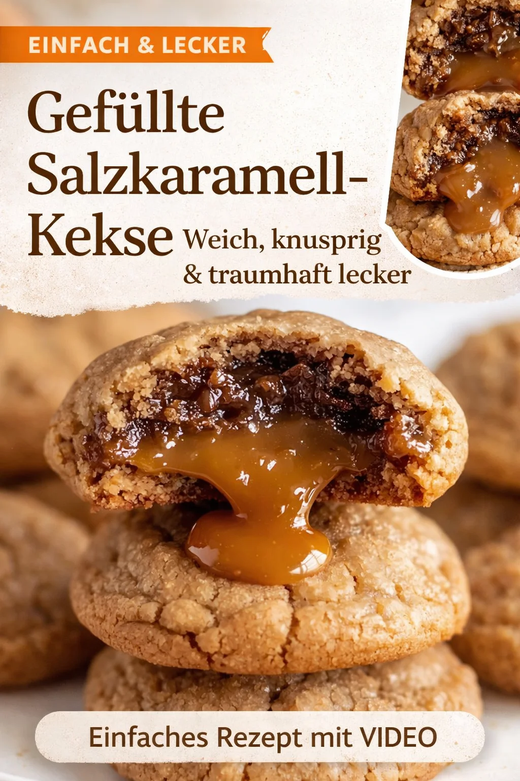 Karamell Kekse - Süß, weich und unwiderstehlich lecker - Entdecke das Rezept für Karamell Kekse, die außen soft und innen gooey sind! Diese leckeren Kekse sind einfach zuzubereiten und perfekt für einen süßen Snack. Probiere sie warm oder serviere sie mit Vanilleeis für ein unvergessliches Geschmackserlebnis. Hol dir jetzt die Anleitung und lass dir diese Köstlichkeit nicht entgehen! #Kekse #Süßspeisen #Backen