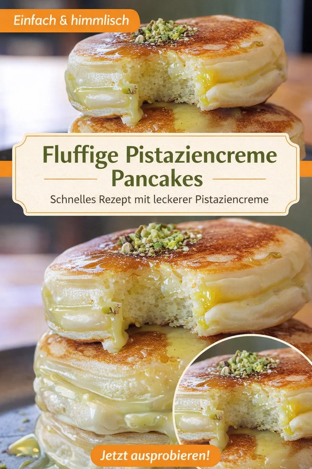 Luftige Pistazien Pfannkuchen – das Besondere für dein Frühstück - Suchst du nach einem besonderen Rezept für dein Frühstück? Probiere diese luftigen Pistazien Pfannkuchen aus! Sie sind nicht nur einfach zuzubereiten, sondern auch ein echter Hingucker. Mit frischen Beeren und Puderzucker serviert, werden sie deine Freunde beeindrucken! Lass dir dieses geschmackvolle Erlebnis nicht entgehen und lade das Rezept jetzt herunter! #PistazienPfannkuchen #Frühstück #LeckereRezepte