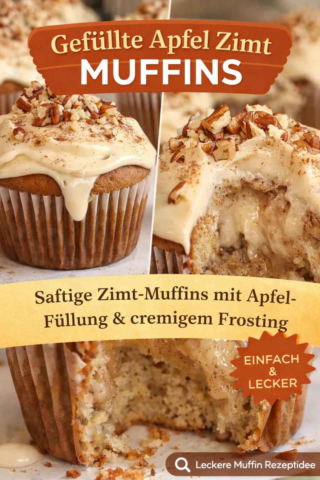 Saftige Bananen Cupcakes mit Zimt-Pekannüssen und Frischkäse Frosting - Hast du Lust auf ein köstliches Dessert, das schnell zubereitet ist? Diese Bananen Cupcakes mit Zimt und Pekannüssen sind genau das Richtige! Sie sind fluffig, voller Geschmack und mit cremigem Frischkäse-Frosting verziert. Ein Genuss für jeden Anlass! Probiere sie jetzt aus und bringe deinen Sweet-Tooth zum Strahlen! #BananenCupcakes #Dessert #Backen